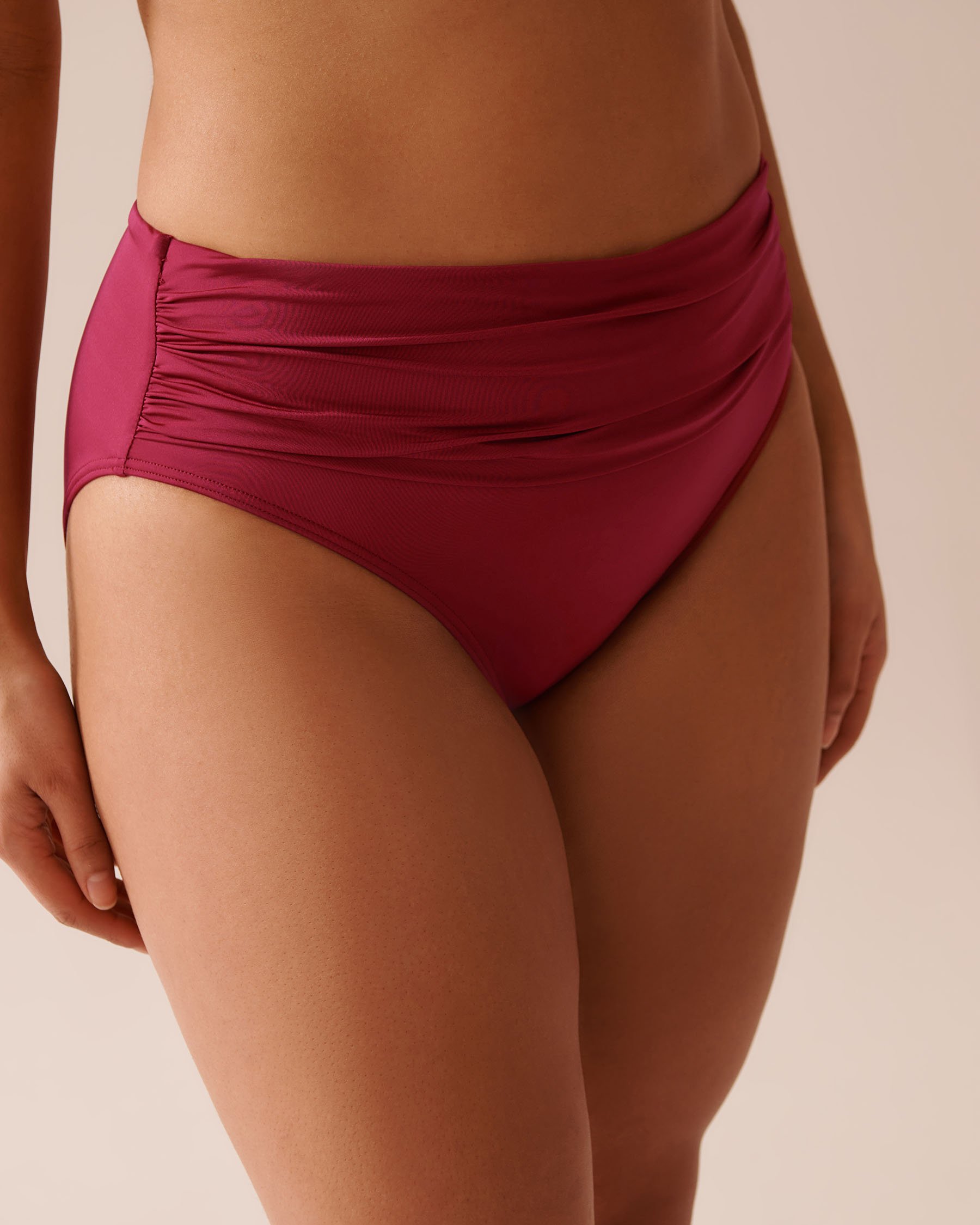 LA VIE EN ROSE AQUA DEEP RED Draped Mid Waist Bikini Bottom Deep Red 70300751 - View4