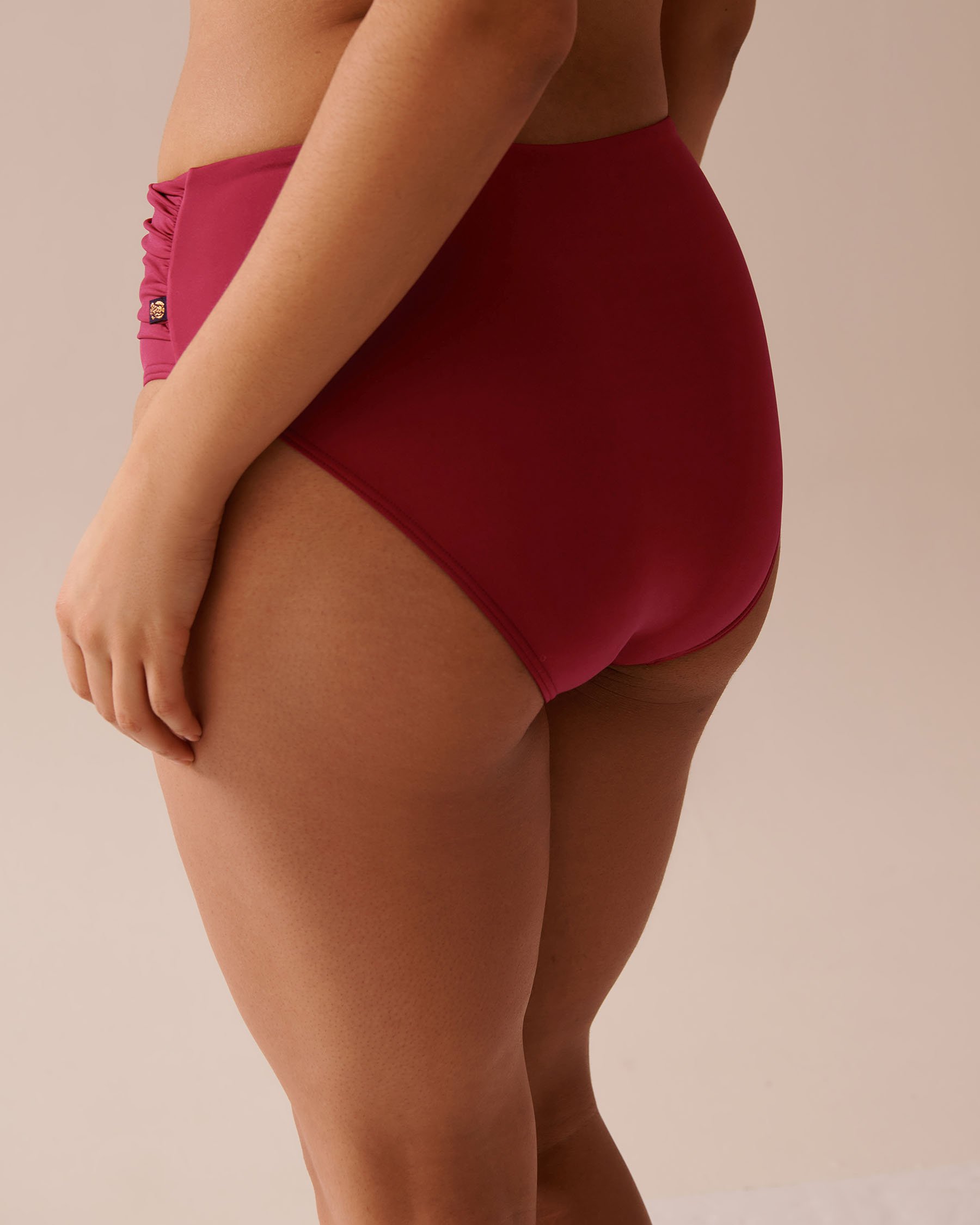 LA VIE EN ROSE AQUA DEEP RED Draped Mid Waist Bikini Bottom Deep Red 70300751 - View5