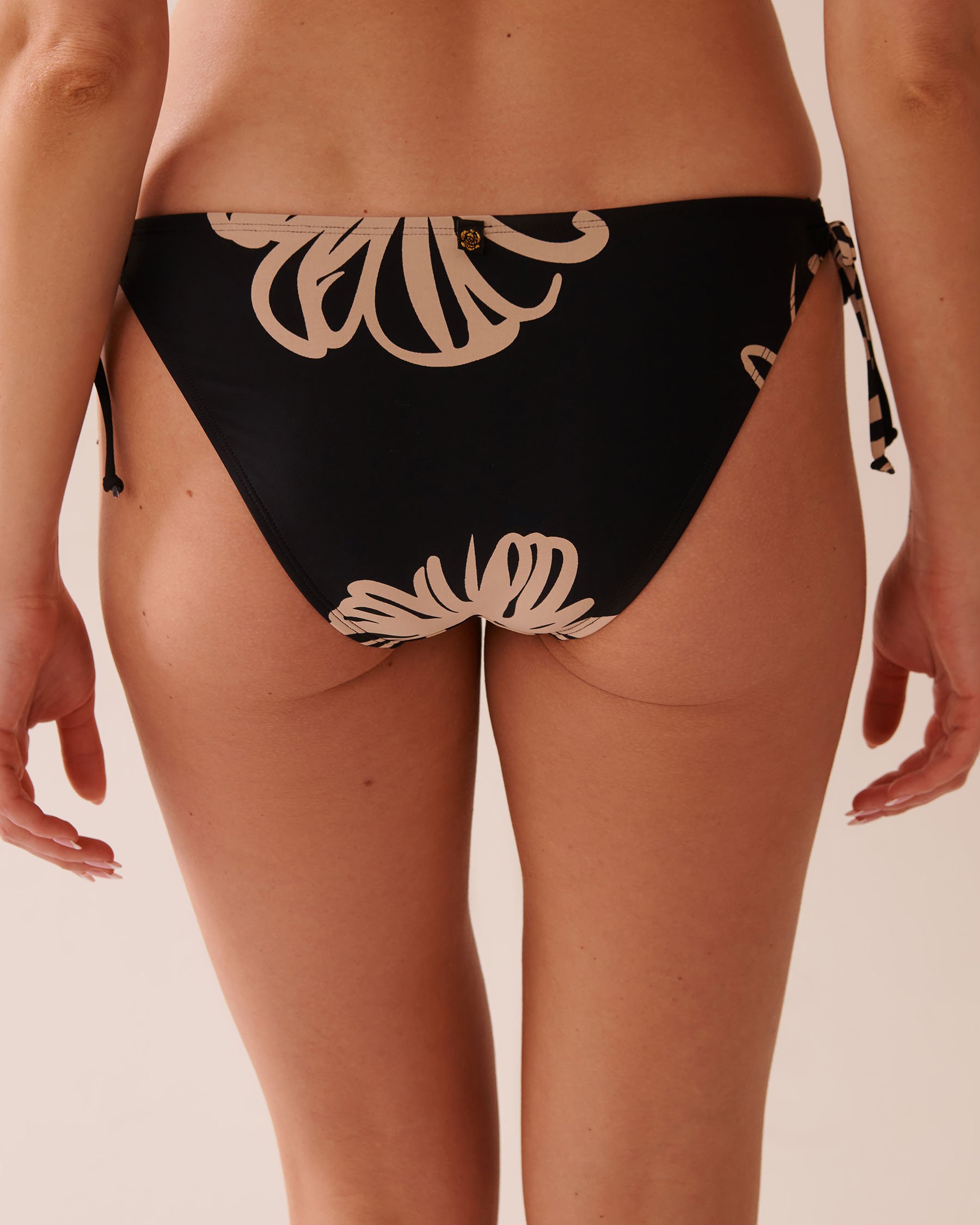LA VIE EN ROSE AQUA BLACK HIBISCUS Side Tie Brazilian Bikini Bottom Black Hibiscus 70300770 - View3
