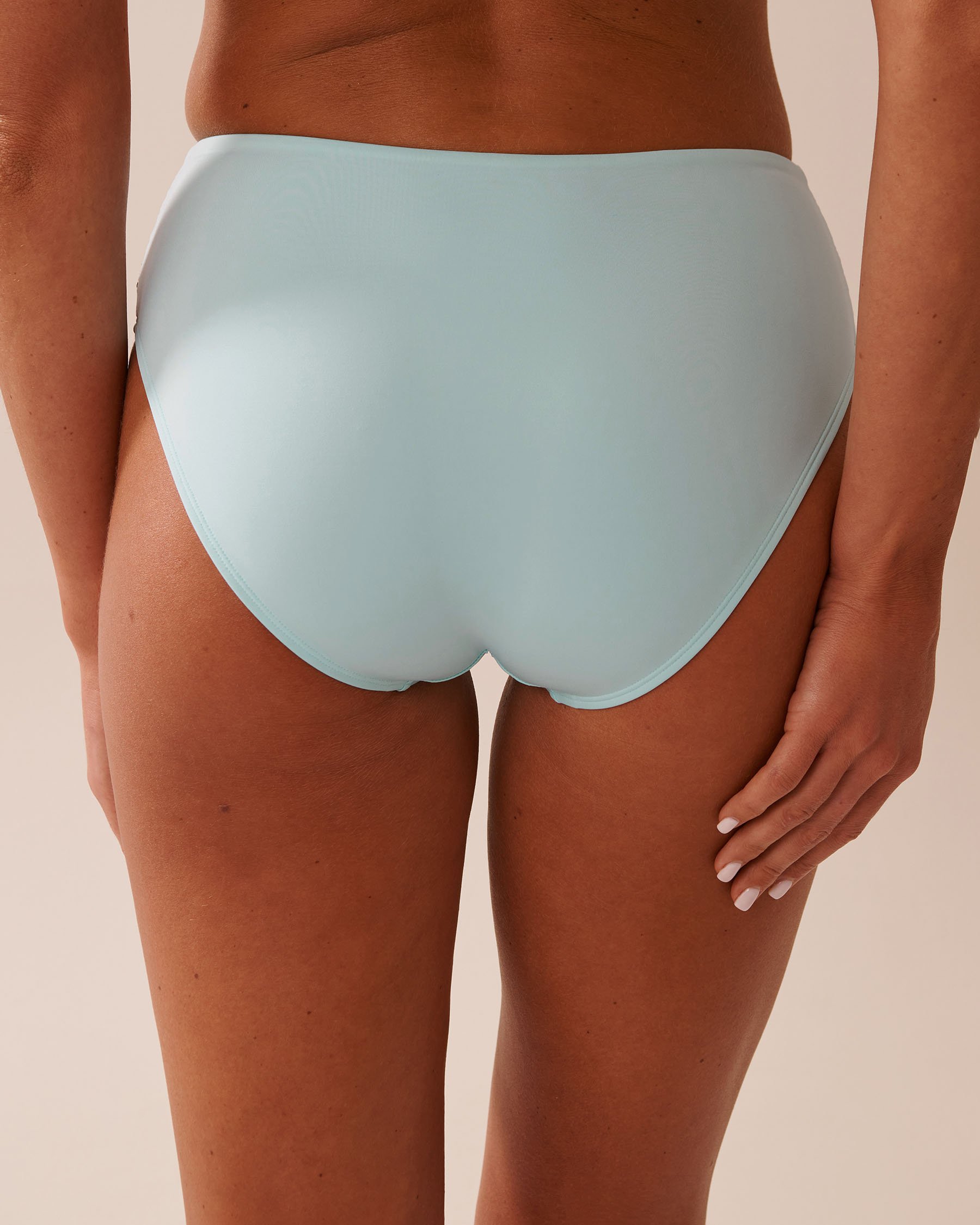 LA VIE EN ROSE AQUA BABY BLUE Recycled Fibers Draped Mid Waist Bikini Bottom Baby Blue 70300774 - View2