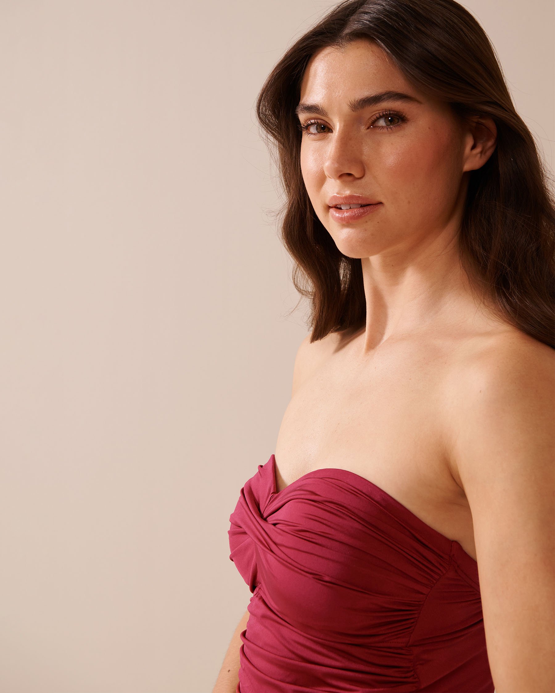 LA VIE EN ROSE AQUA DEEP RED Bandeau One-piece Swimsuit Deep Red 70400173 - View8