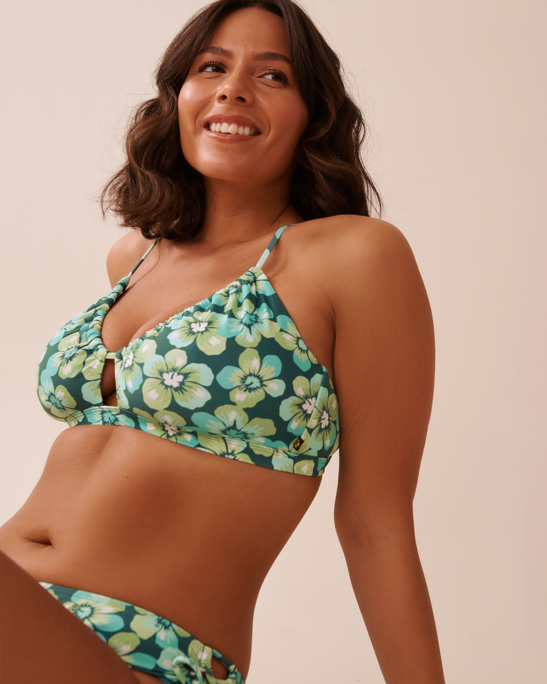 LA VIE EN ROSE AQUA AQUA FLORA Recycled Fibers Bralette Bikini Top Aqua Flora 70100796 - View6