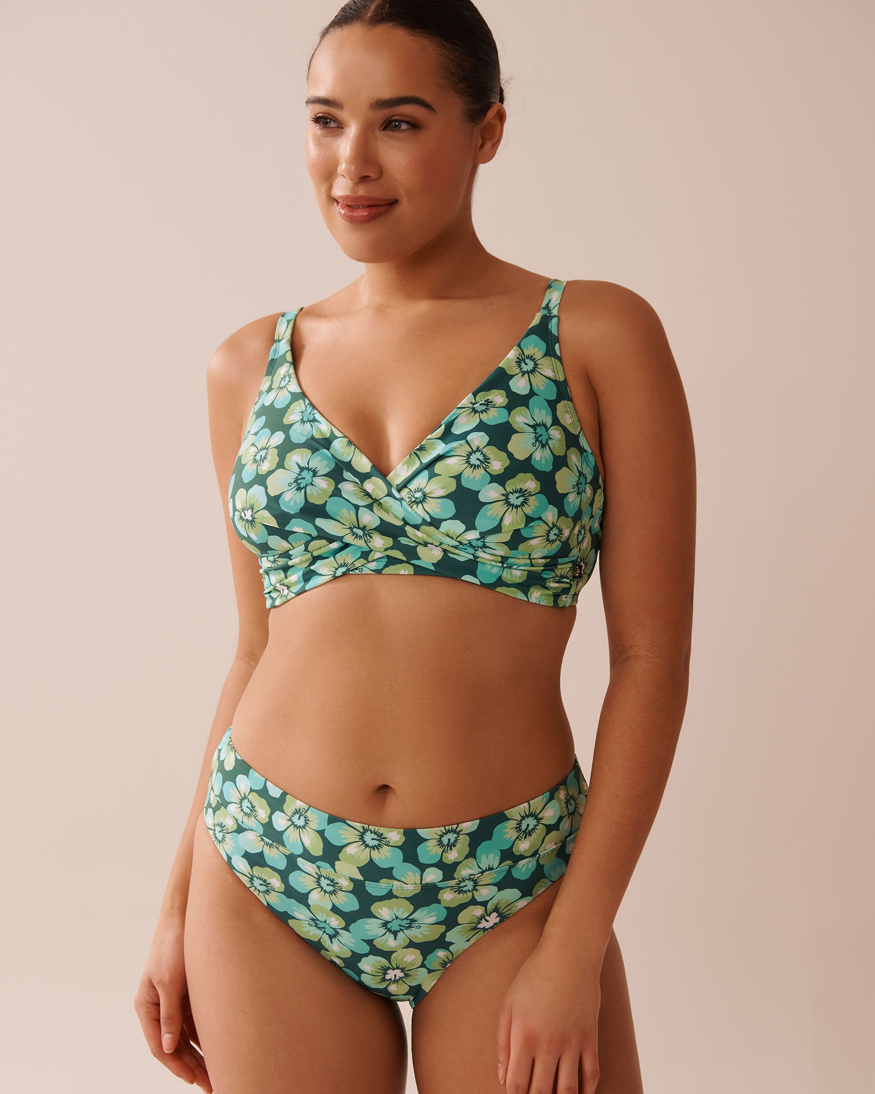 LA VIE EN ROSE AQUA AQUA FLORA Recycled Fibers D Cup Bralette Bikini Top Aqua Flora 70200181 - View1