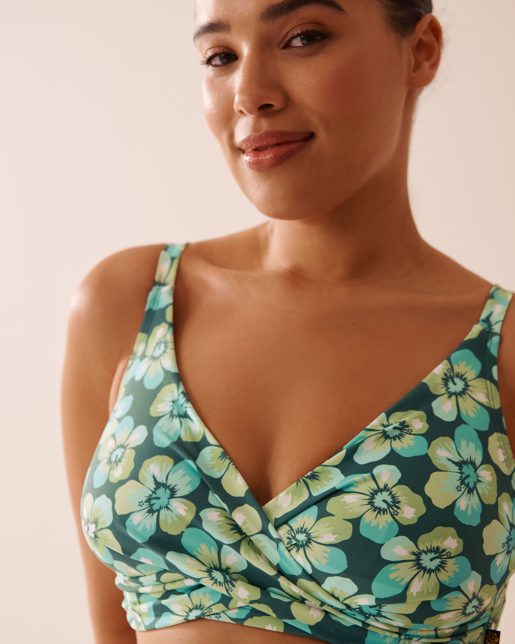 LA VIE EN ROSE AQUA AQUA FLORA Recycled Fibers D Cup Bralette Bikini Top Aqua Flora 70200181 - View4