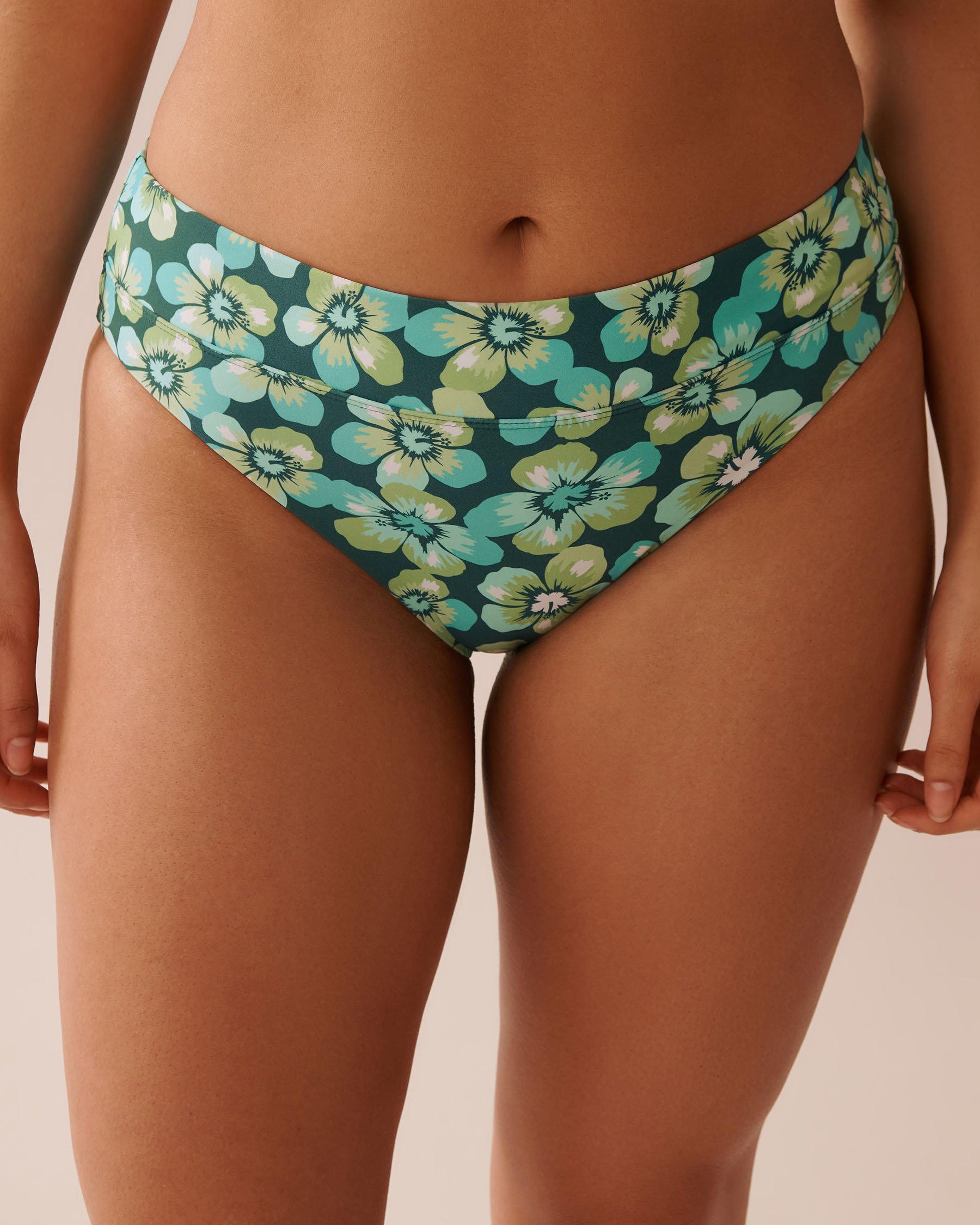 LA VIE EN ROSE AQUA AQUA FLORA Recycled Fibers Mid Waist Brazilian Bikini Bottom Aqua Flora 70300747 - View3
