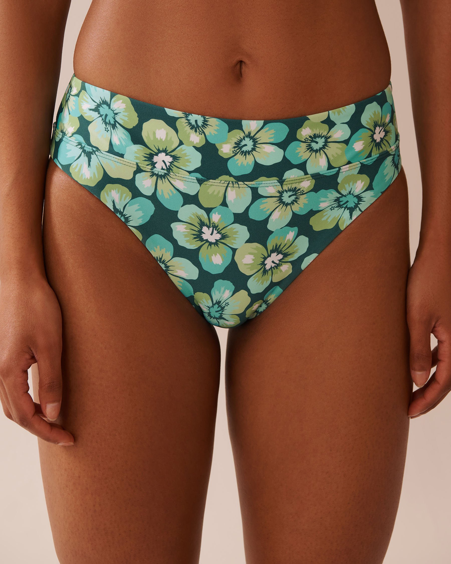 LA VIE EN ROSE AQUA AQUA FLORA Recycled Fibers Mid Waist Brazilian Bikini Bottom Aqua Flora 70300747 - View7