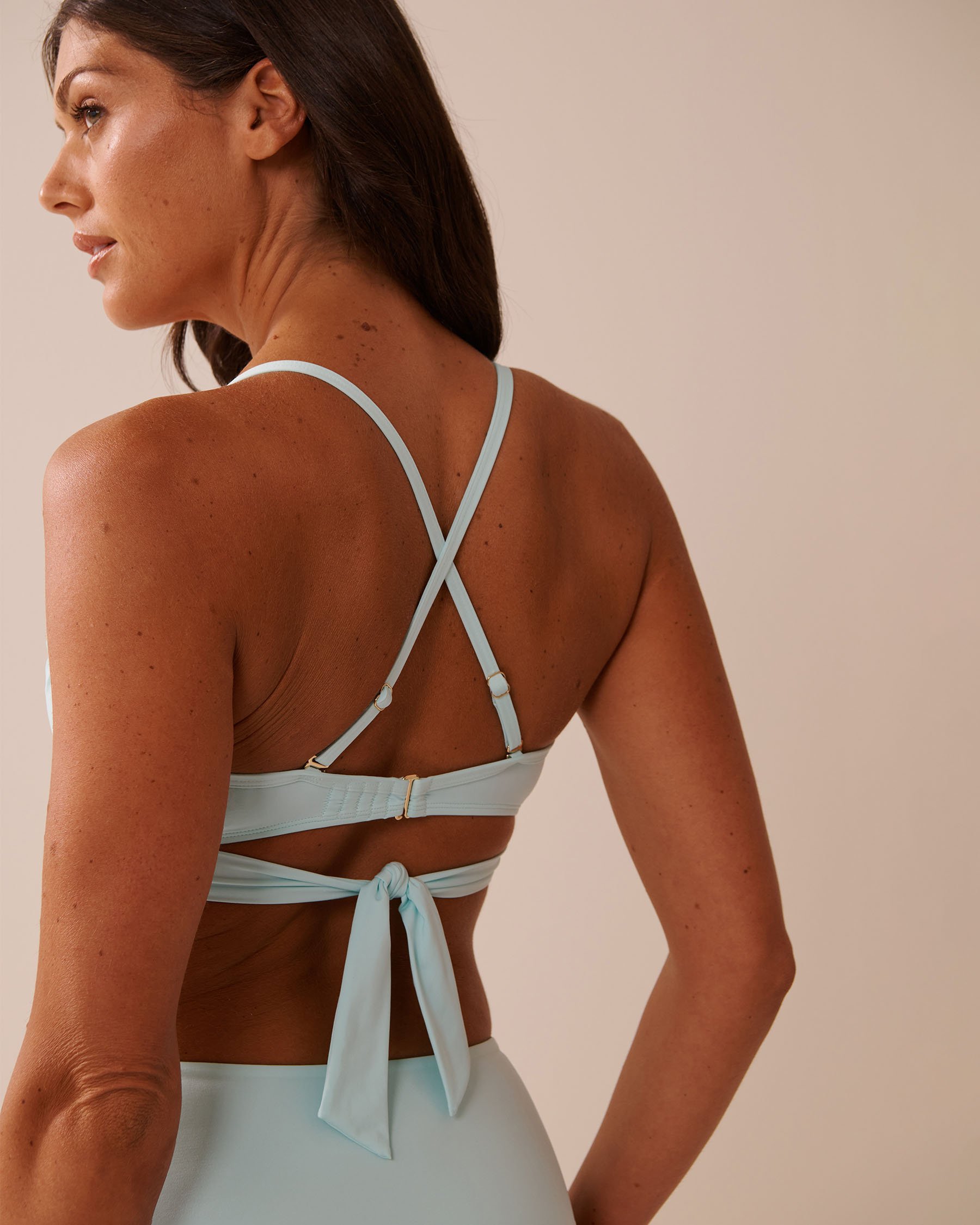 LA VIE EN ROSE AQUA BABY BLUE Recycled Fibers Crossed Push-up Bikini Top Baby Blue 70100825 - View3