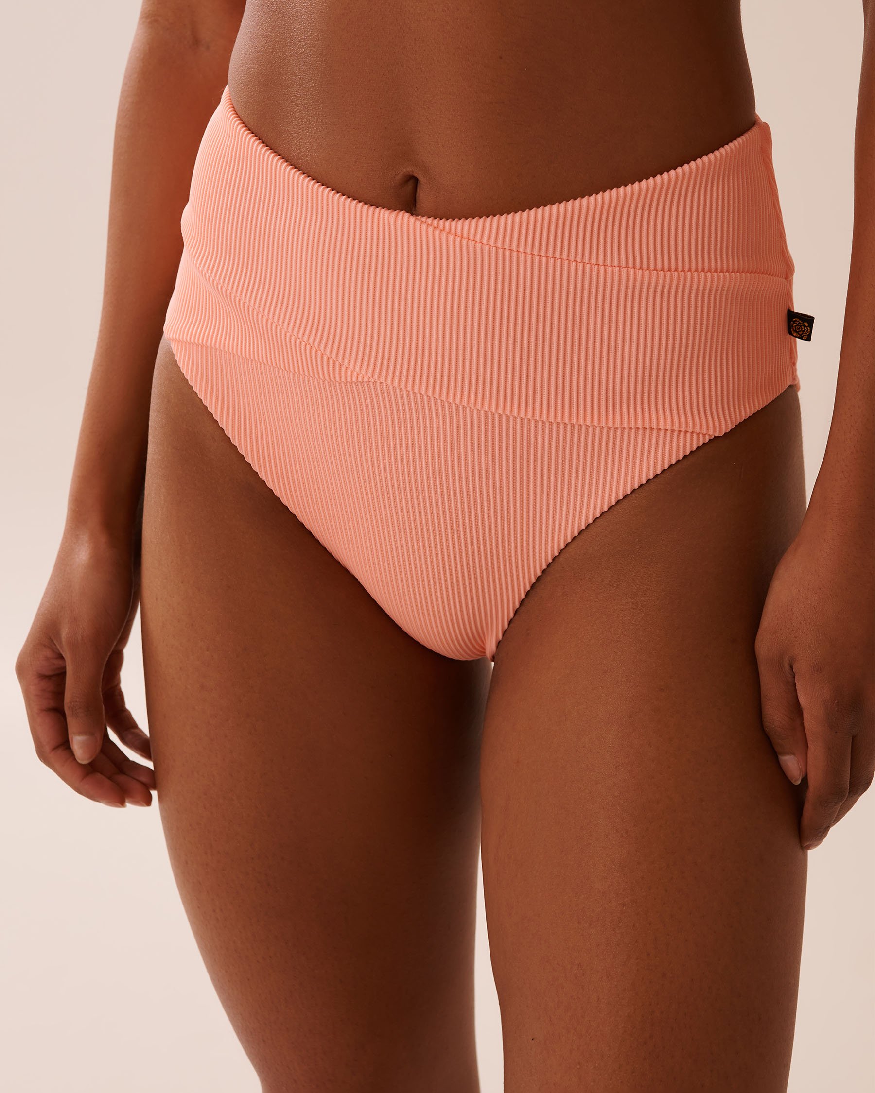 LA VIE EN ROSE AQUA CORAL PINK Ribbed High Waist Bikini Bottom Coral Pink 70300767 - View1