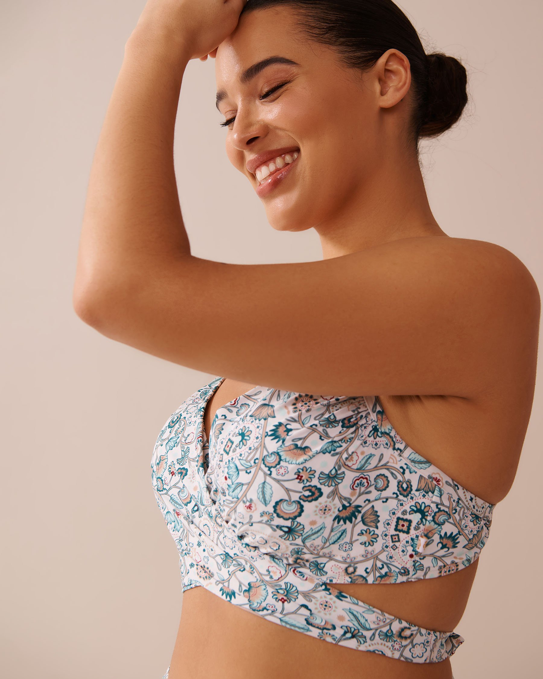 LA VIE EN ROSE AQUA ENCHANTED FLORA D Cup Draped Bikini Top Enchanted Flora 70200184 - View3