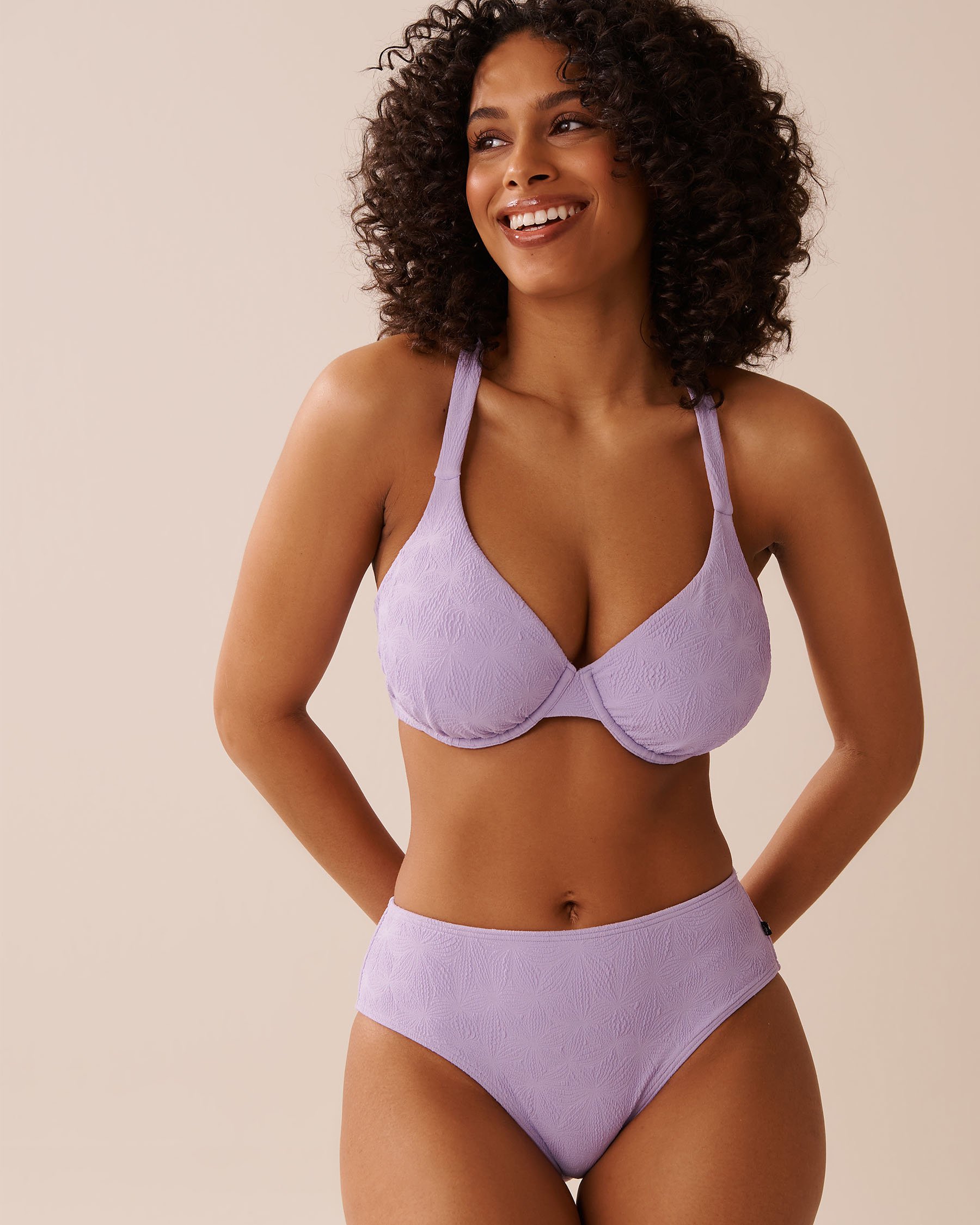 LA VIE EN ROSE AQUA LAVENDER POP Textured D Cup Triangle Bikini Top Lavender Pop 70200183 - View1