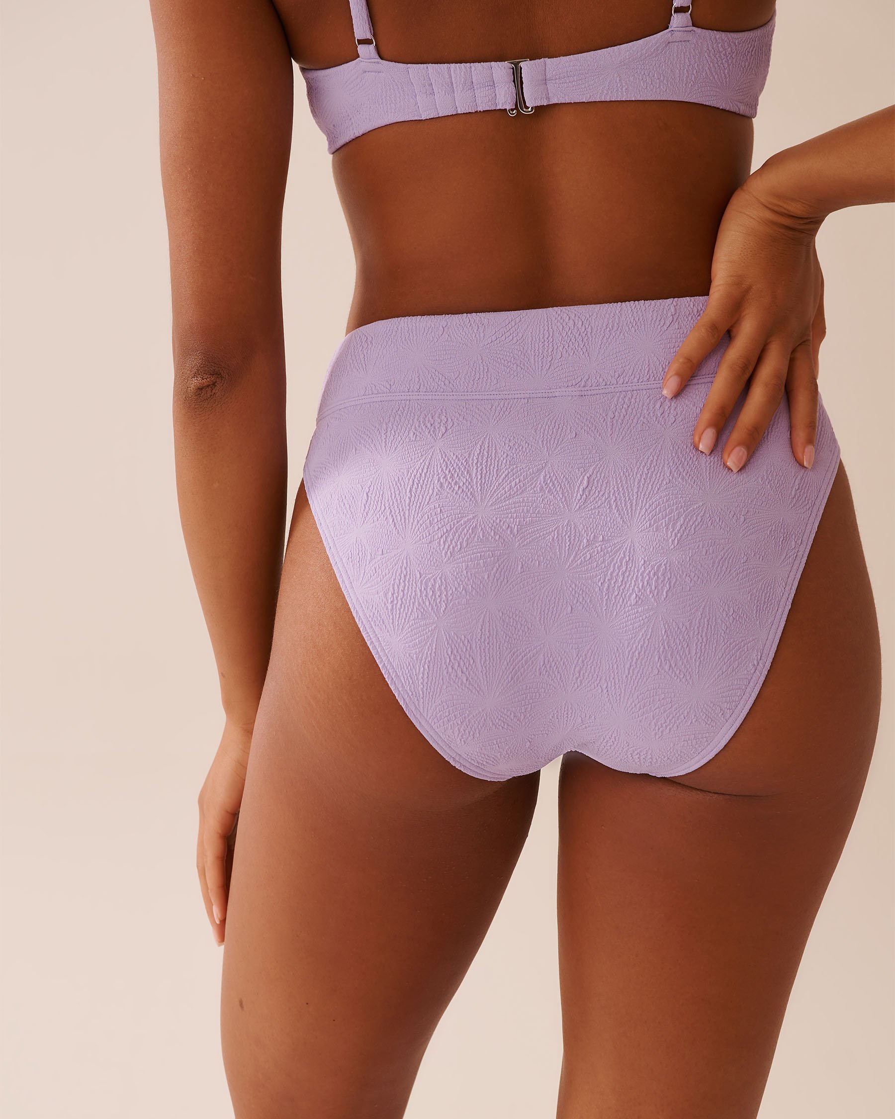 LA VIE EN ROSE AQUA LAVENDER POP Textured High Waist Brazilian Bikini Bottom Lavender Pop 70300754 - View2