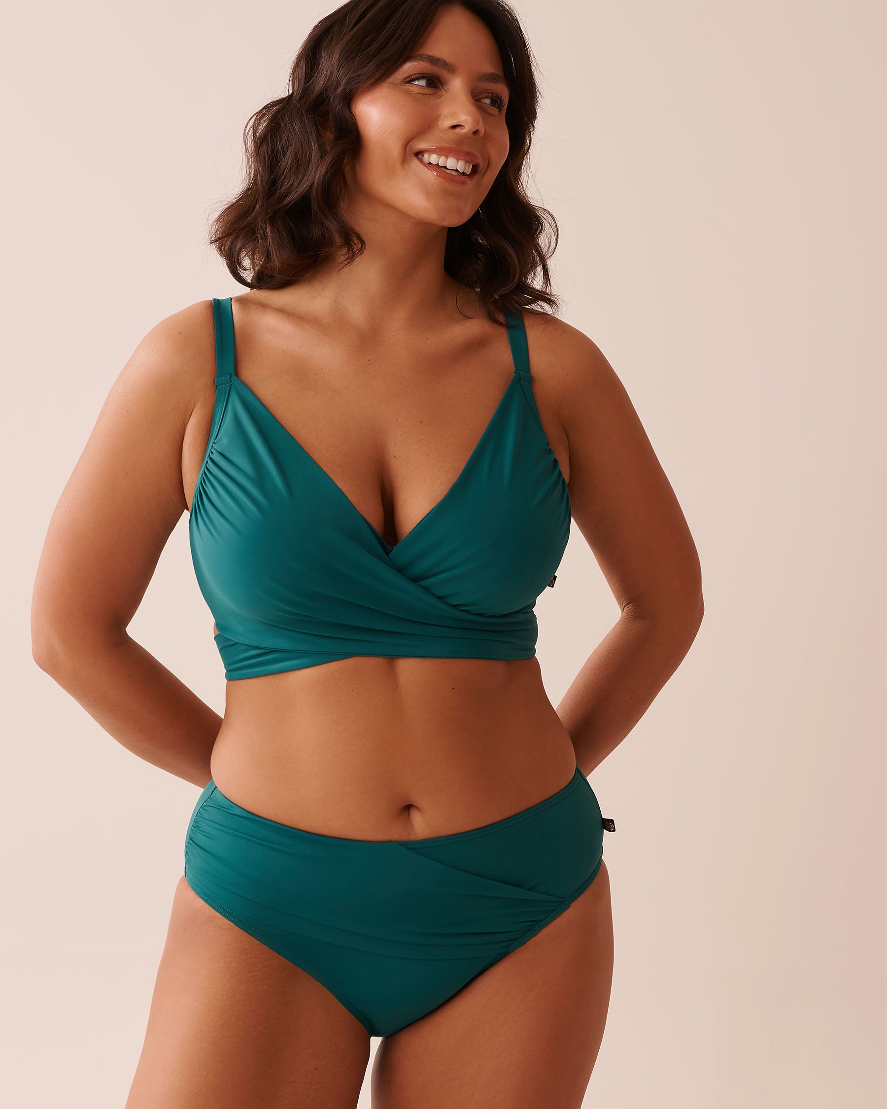 LA VIE EN ROSE AQUA TEAL BLUE Mid Waist Bikini Bottom Teal Blue 70300757 - View4