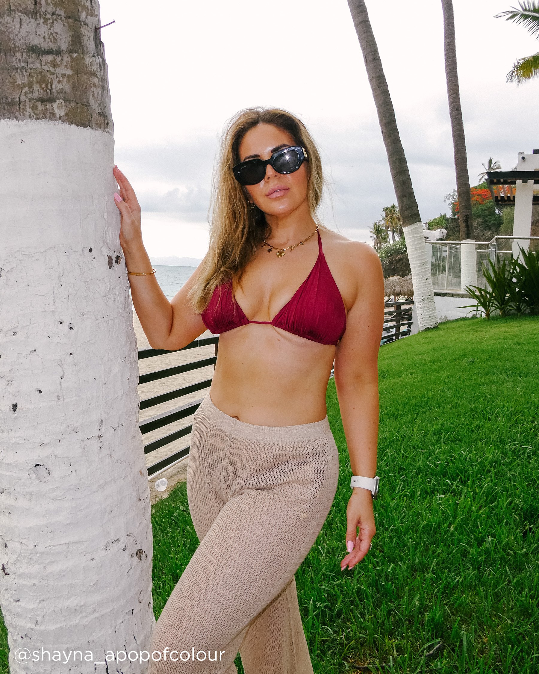 LA VIE EN ROSE AQUA DEEP RED Triangle Bikini Top Deep Red 70100799 - View5