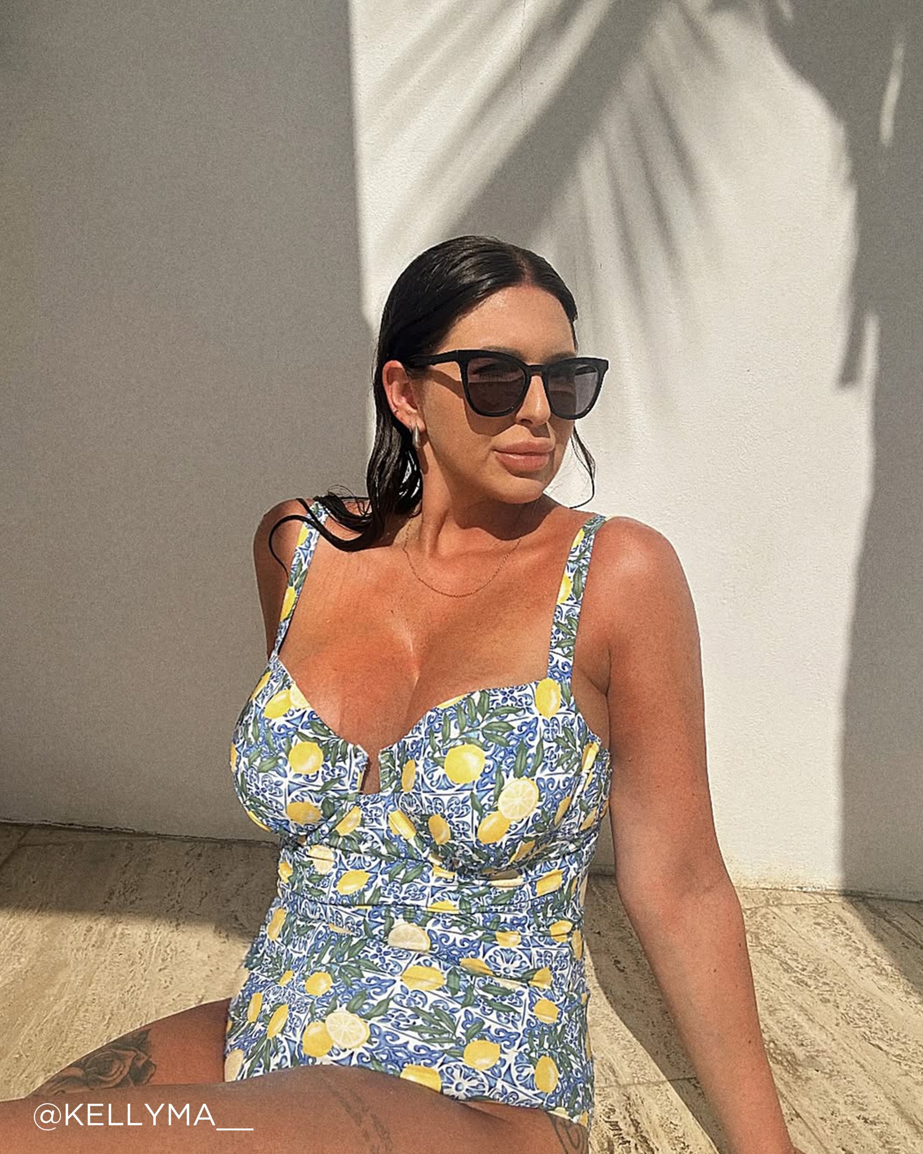 LA VIE EN ROSE AQUA Maillot une-pièce balconnet LEMON TILE Mosaïque citron 70400163 - Voir5