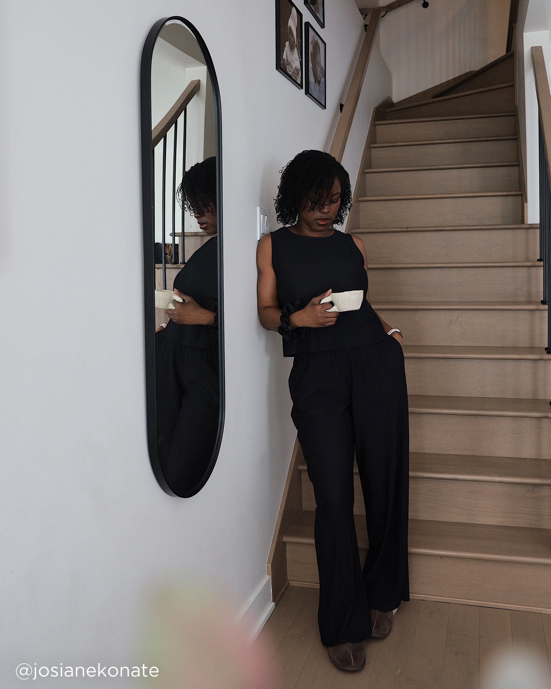 LA VIE EN ROSE Pantalon léger à effet plissé Noir 50200092 - Voir3