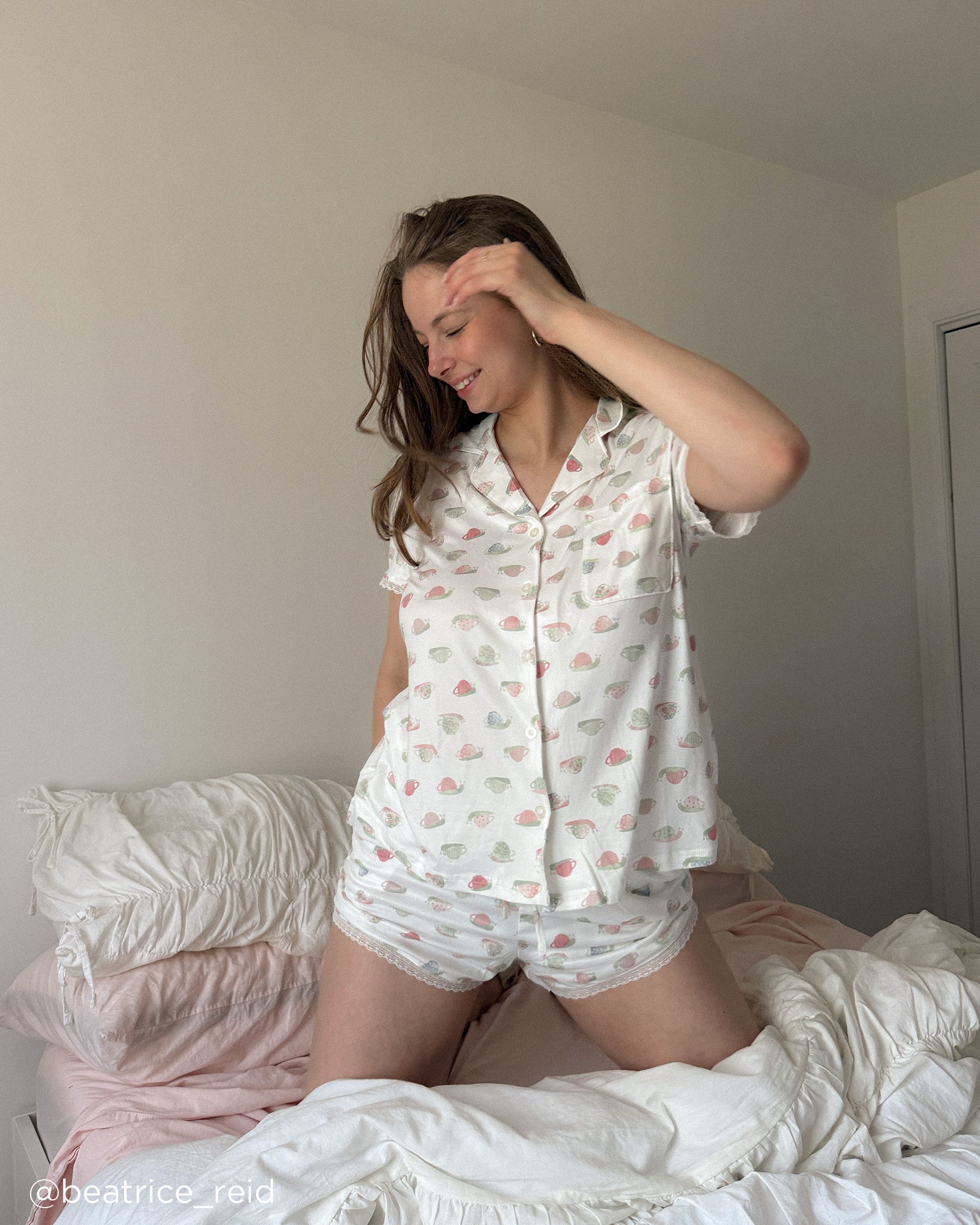 LA VIE EN ROSE Chemisier manches courtes ultra doux imprimé escargot Blanc/Escargot 40100745 - Voir5