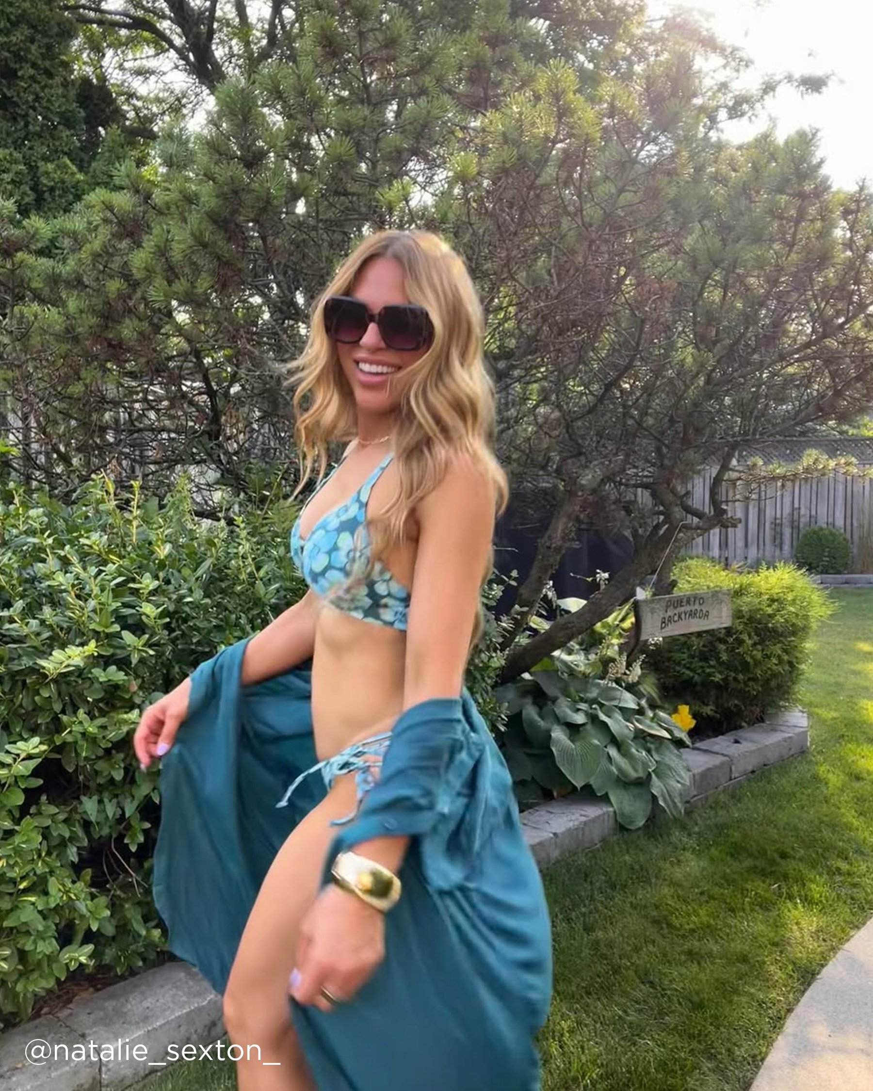 LA VIE EN ROSE AQUA AQUA FLORA Recycled Fibers Longline Triangle Bikini Top Aqua Flora 70100797 - View4