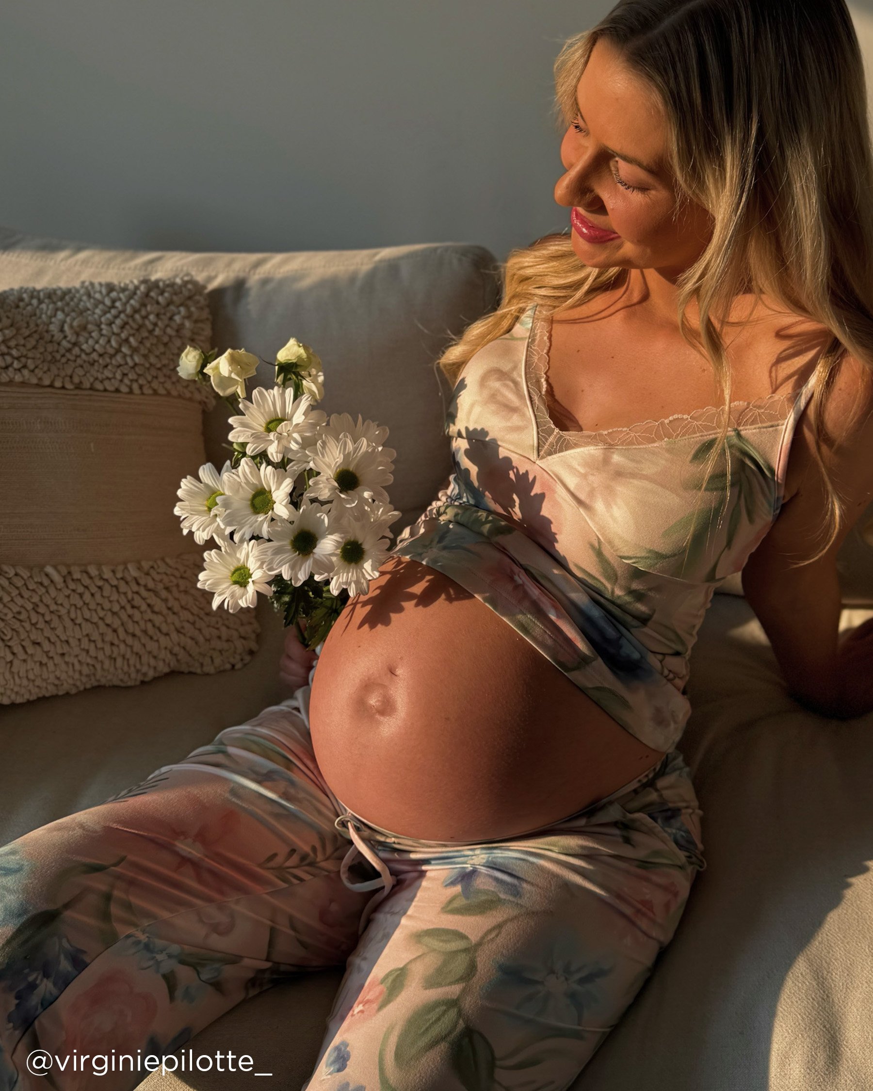 LA VIE EN ROSE Watercolor Flower Print Super Soft Pajama Pants Watercolor Flowers 40200732 - View3