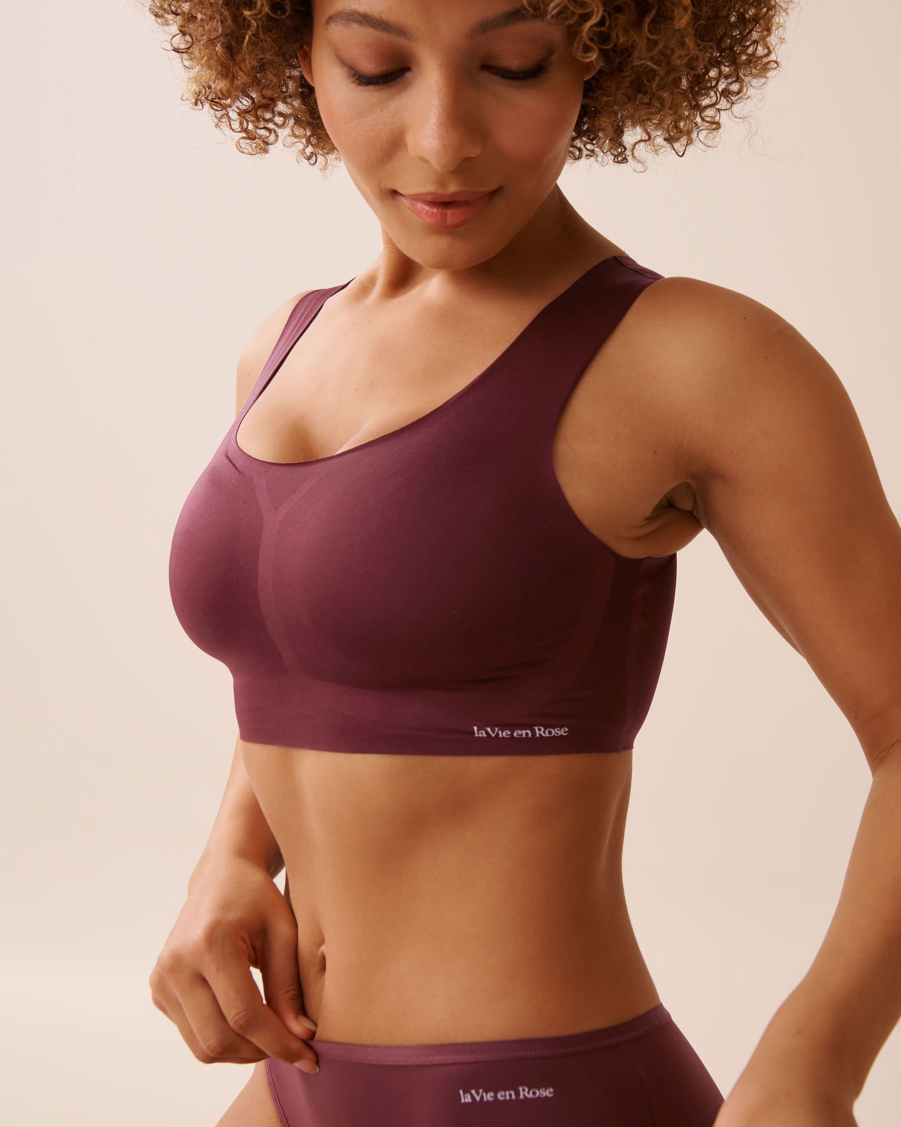 LA VIE EN ROSE Camisole lounge doublure légère couvrante Bourgogne 10200531 - Voir3