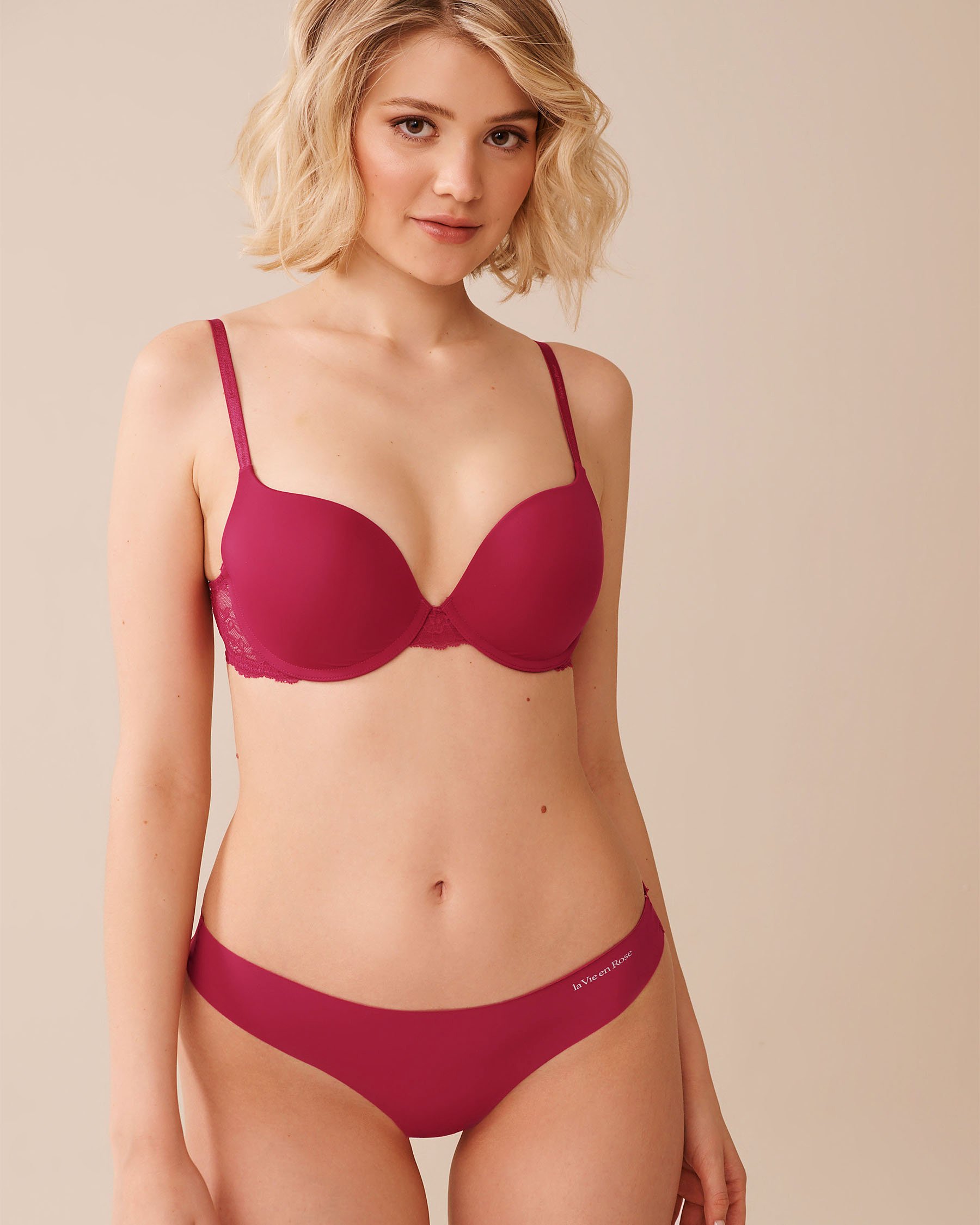 LA VIE EN ROSE Push-up Demi Bra Raspberry Pink 10300198 - View1