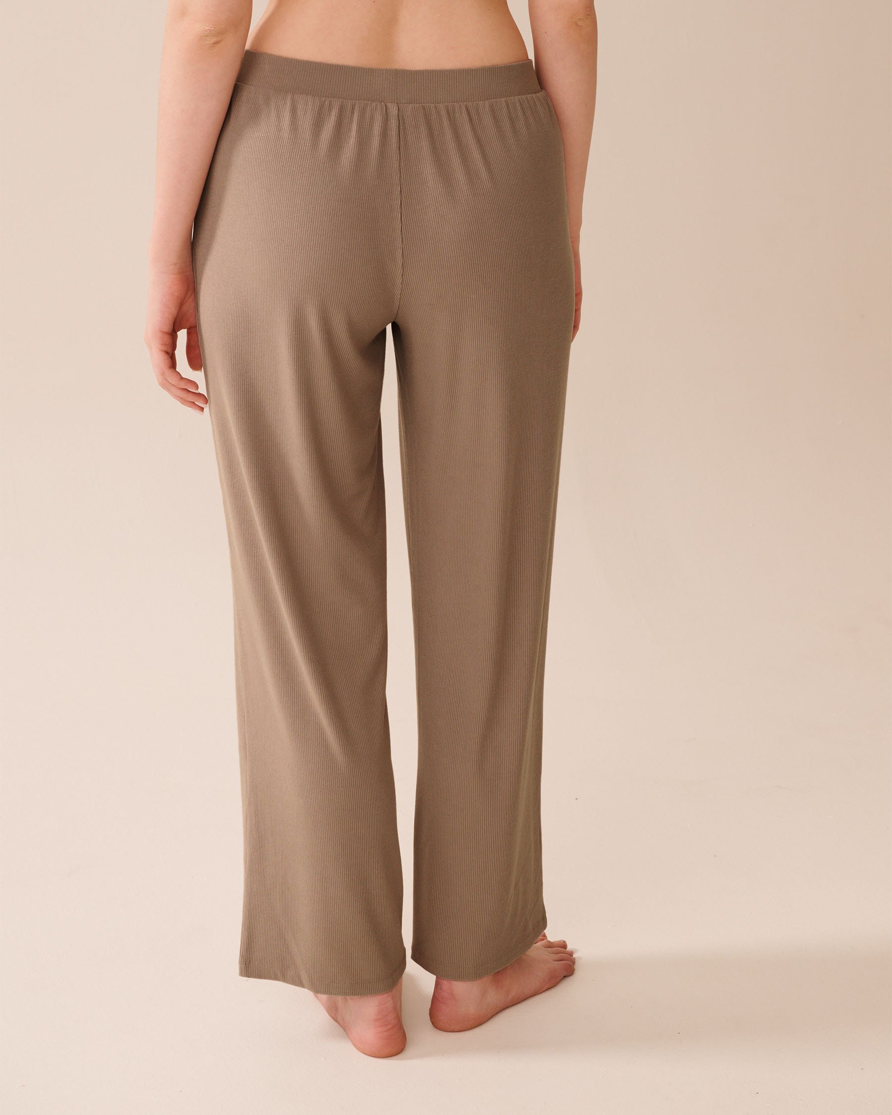 LA VIE EN ROSE Ribbed Modal Pants Brown 60200146 - View2