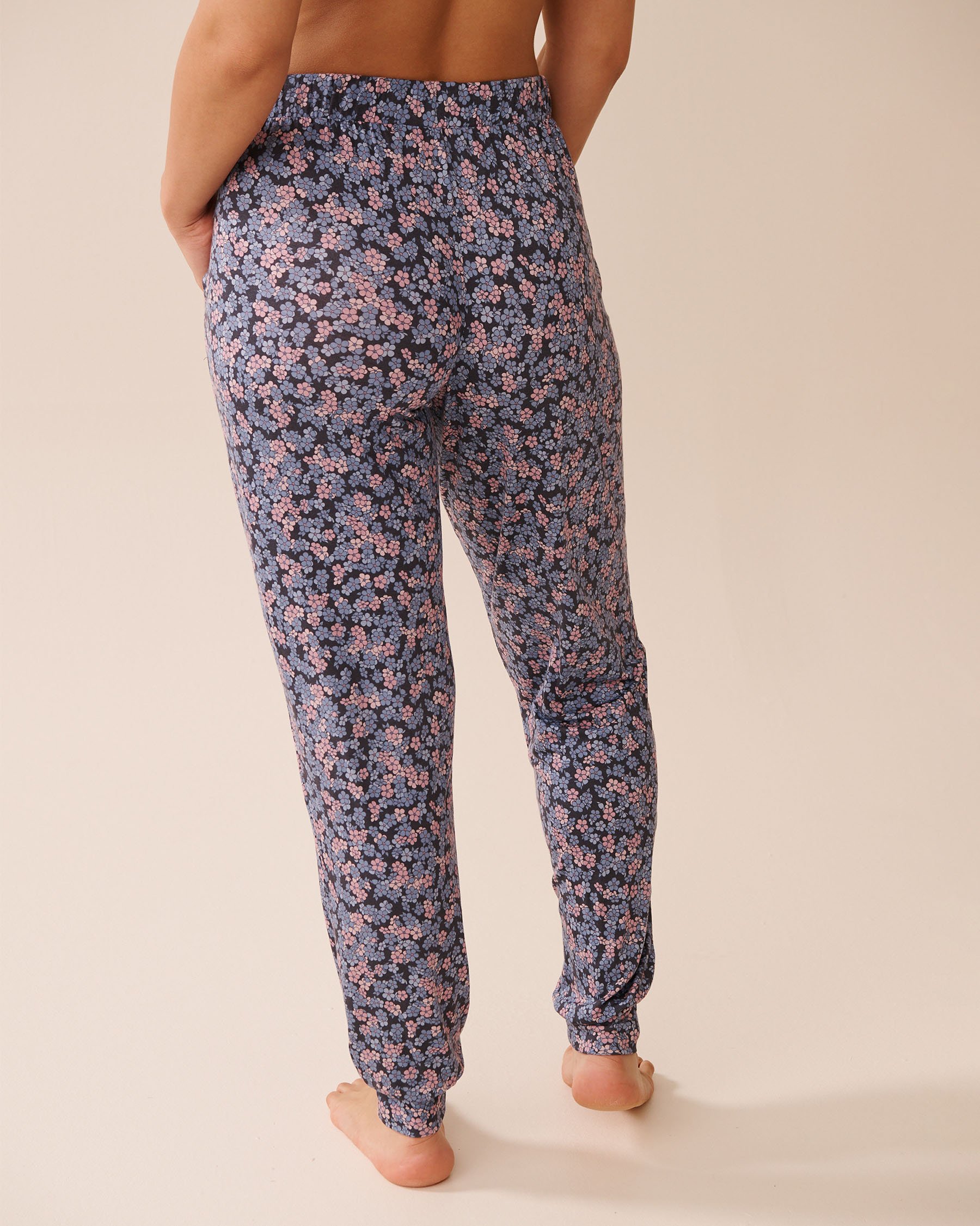 LA VIE EN ROSE Ditsy Floral Print Soft Jersey Jogger Pajama Pants Mauve Floral 60200153 - View2