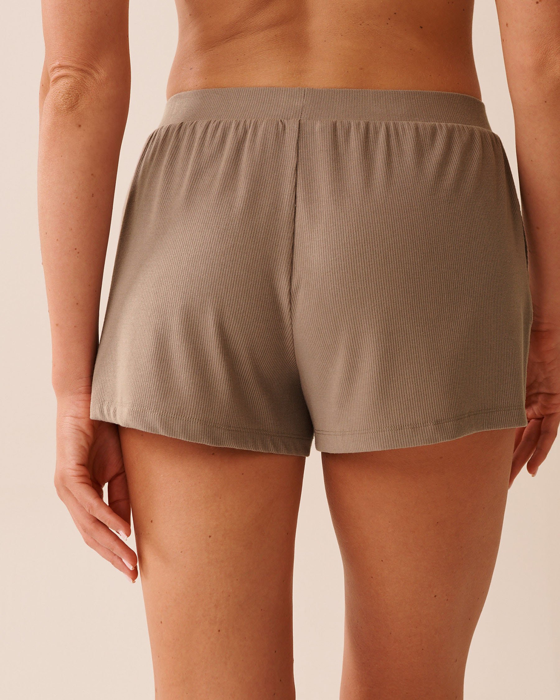 LA VIE EN ROSE Ribbed Modal Shorts Brown 60200145 - View2