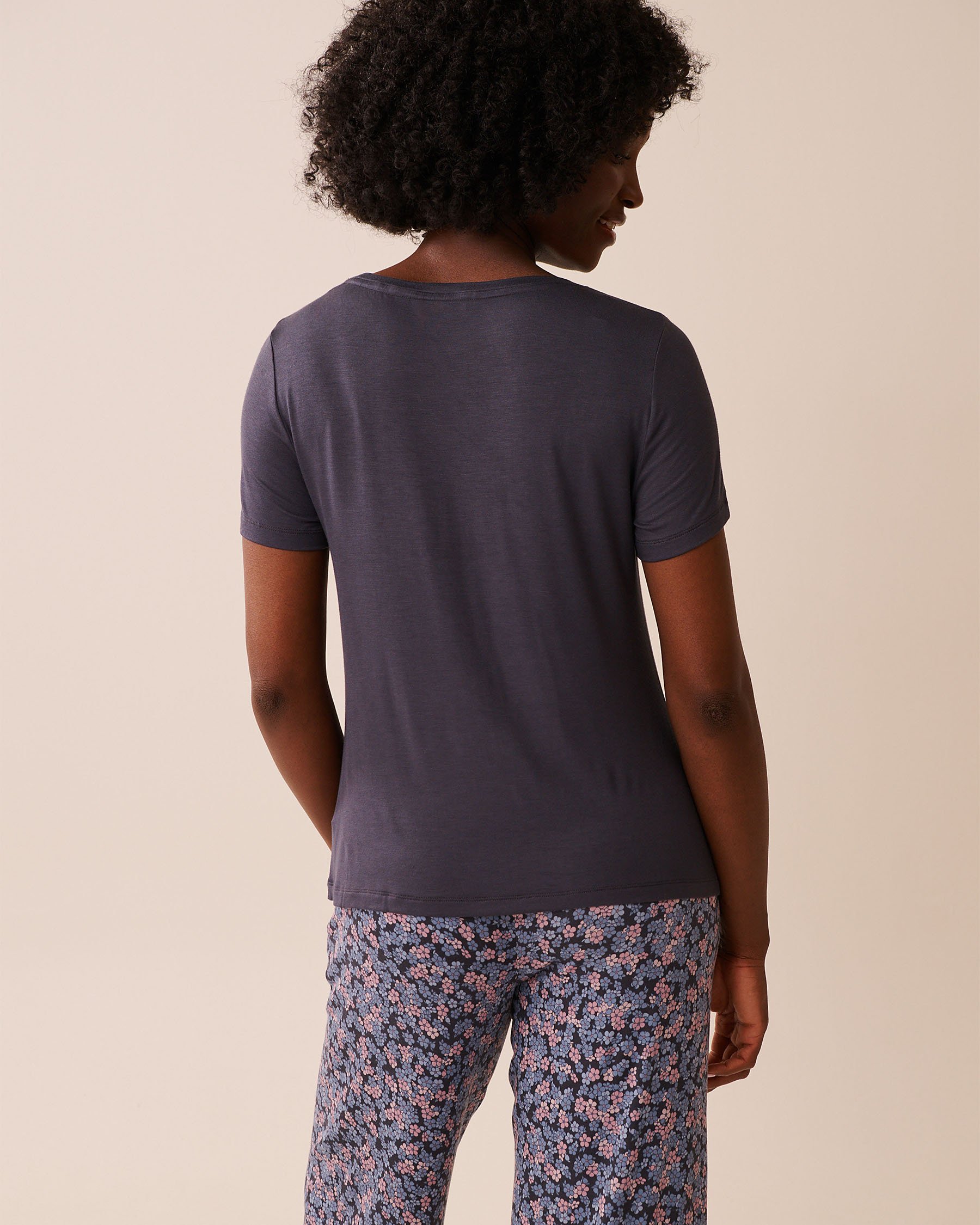 LA VIE EN ROSE Soft Jersey Crew Neck T-shirt Anthracite 60100159 - View2