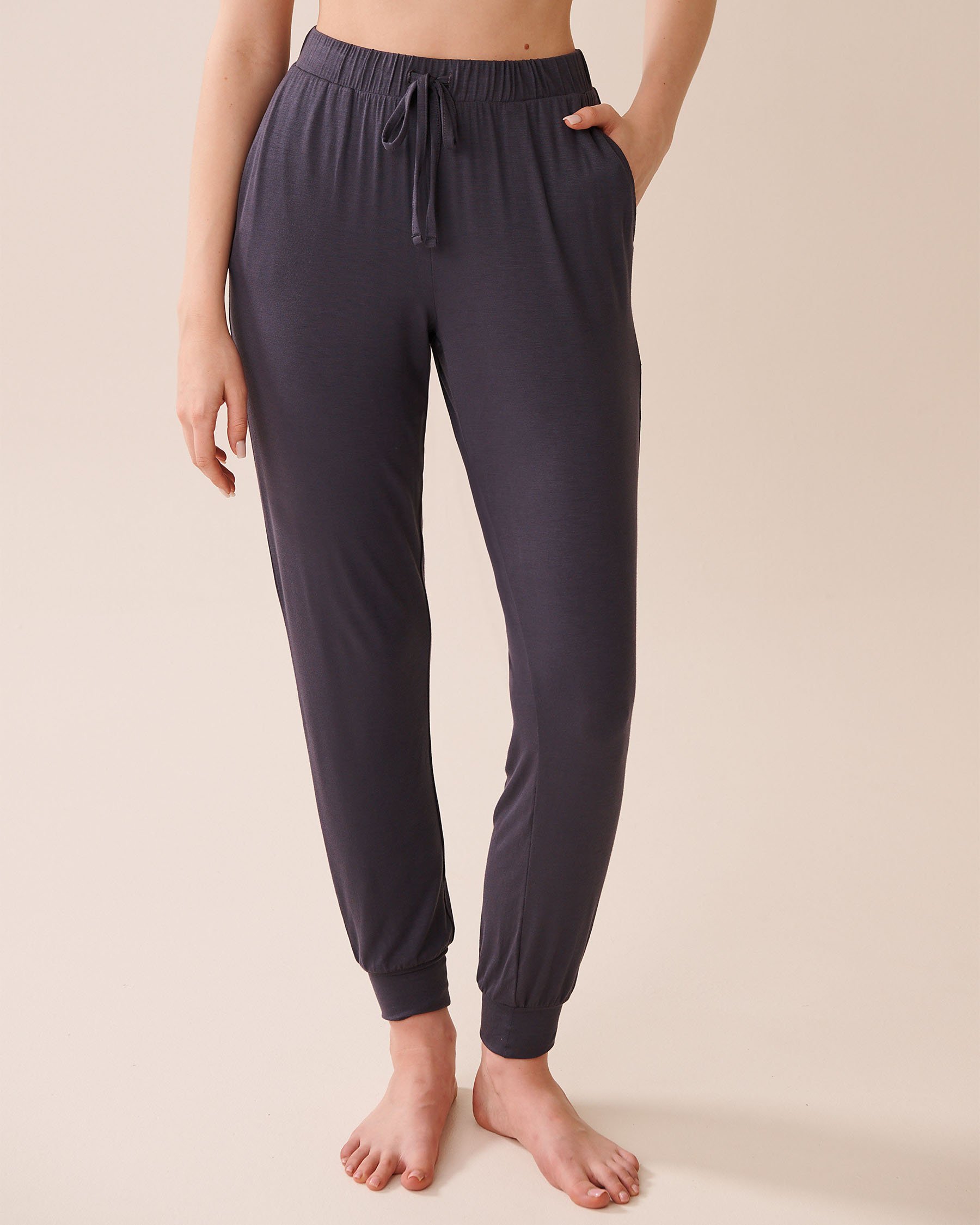 LA VIE EN ROSE Soft Jersey Jogger Pajama Pants Anthracite 60200153 - View1