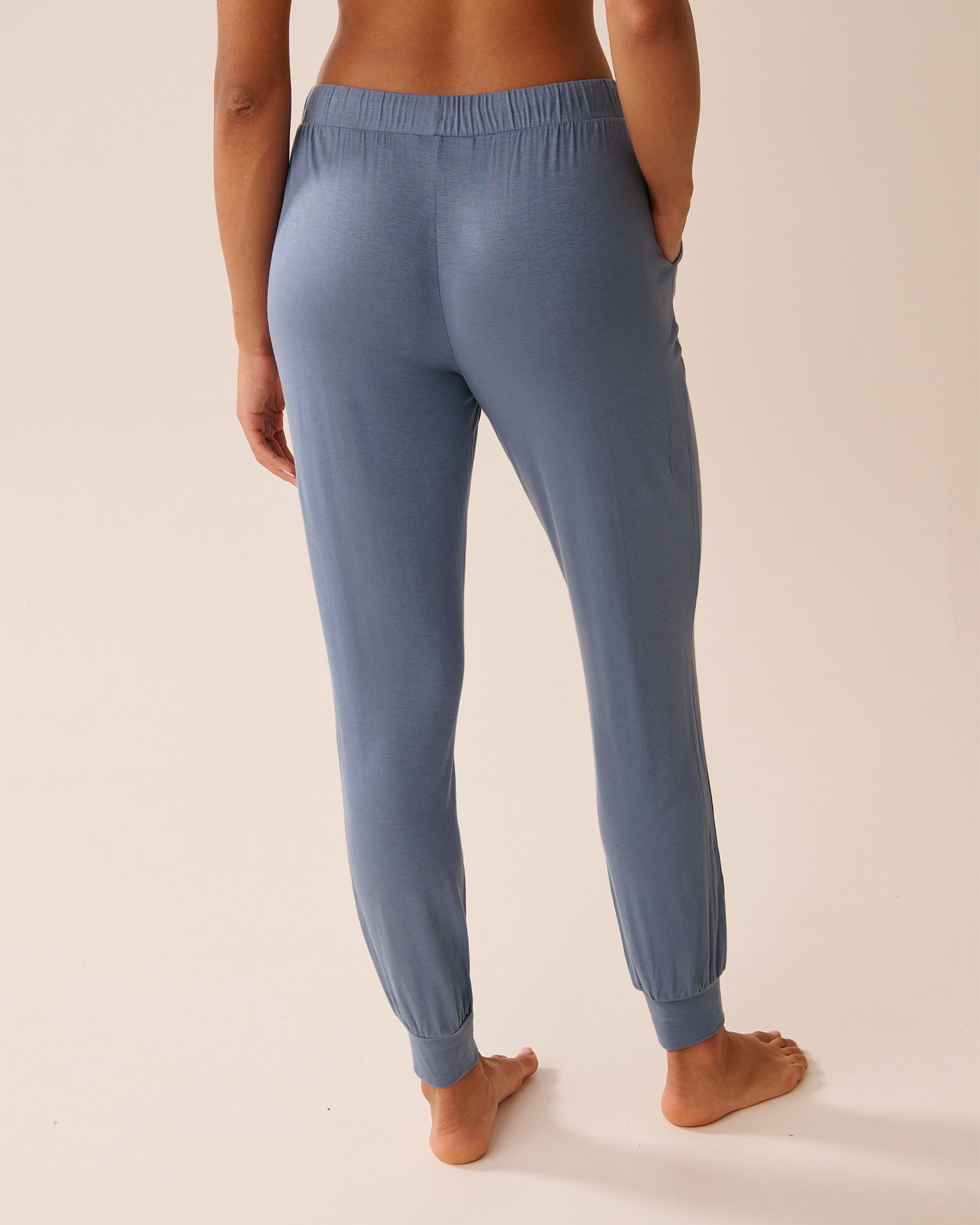 LA VIE EN ROSE Soft Jersey Jogger Pajama Pants Cloudy Blue 60200153 - View2