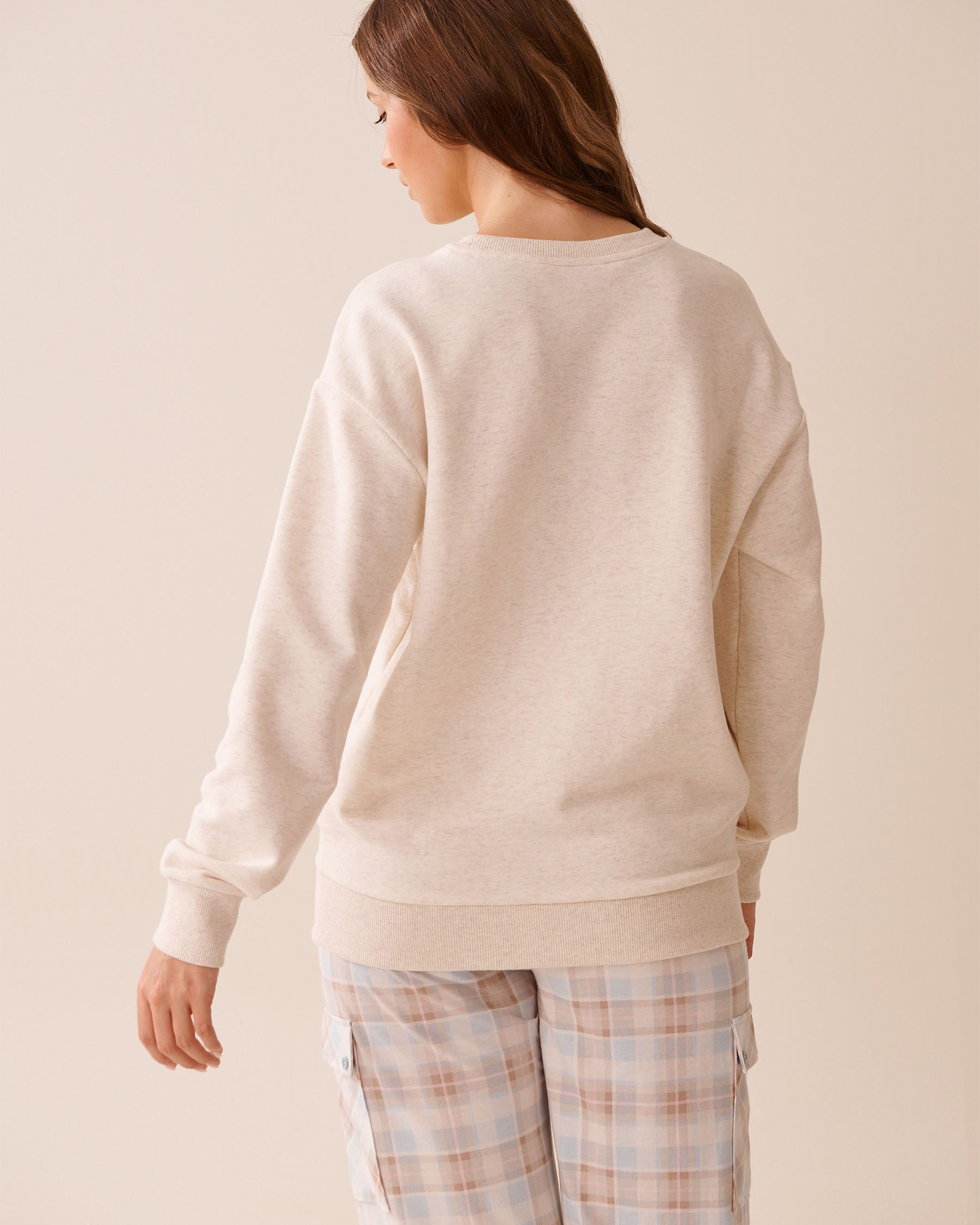 LA VIE EN ROSE French Terry Sweatshirt Light Beige 40100779 - View2