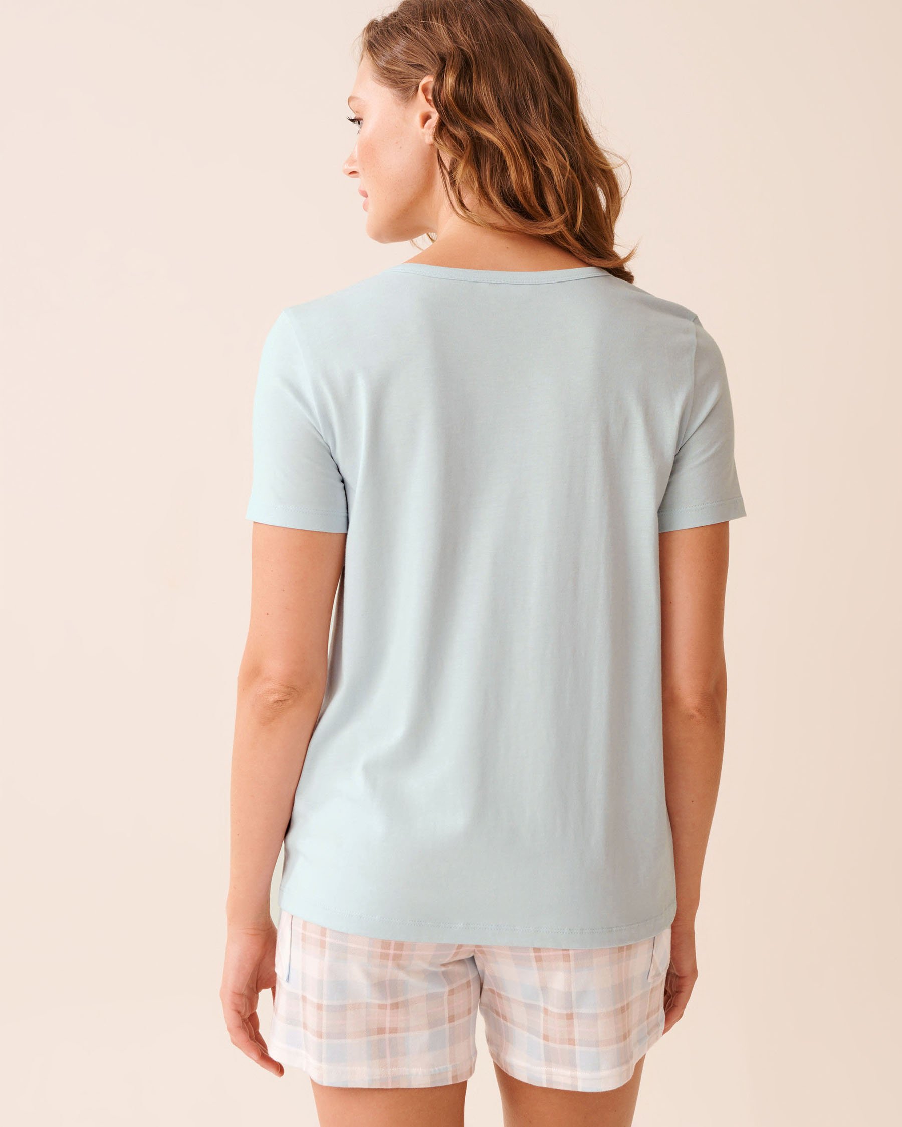 LA VIE EN ROSE Henley T-shirt Baby Blue 40100772 - View2