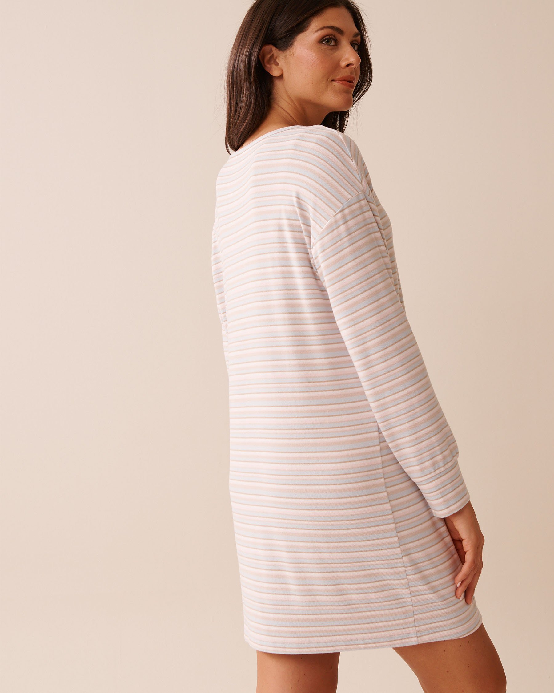 LA VIE EN ROSE Pastel Stripe Recycled Fibers Long Sleeve Sleepshirt Pastel Stripes 40500448 - View2