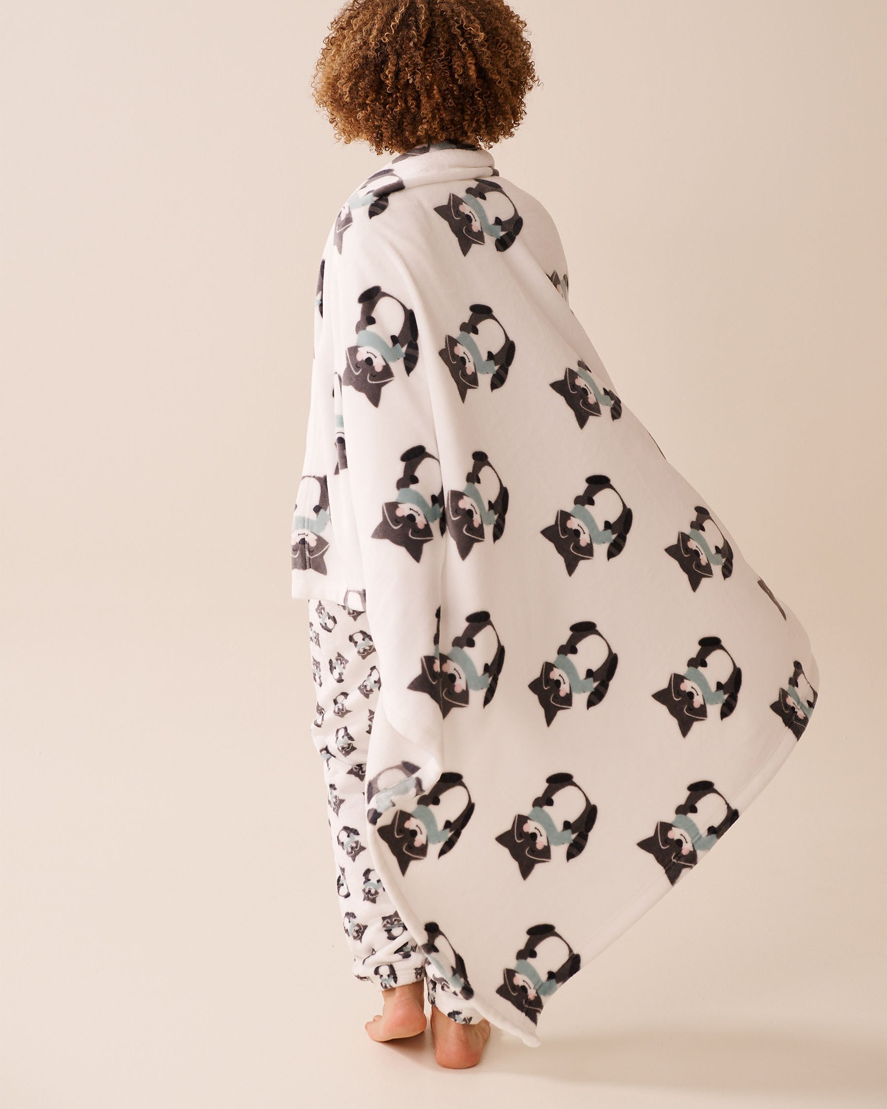 LA VIE EN ROSE Couverture en peluche douce imprimé raton laveur Blanc/Ratons laveurs 40700415 - Voir3