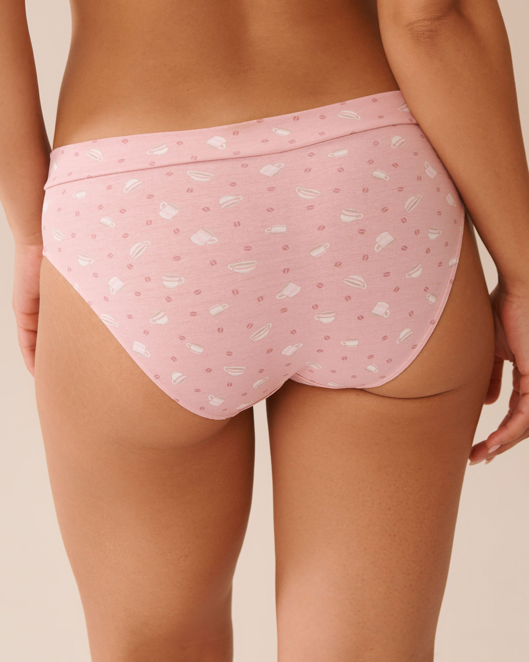 LA VIE EN ROSE Cotton Bikini Panty Blush Pink/Coffee Cups 20100639 - View2