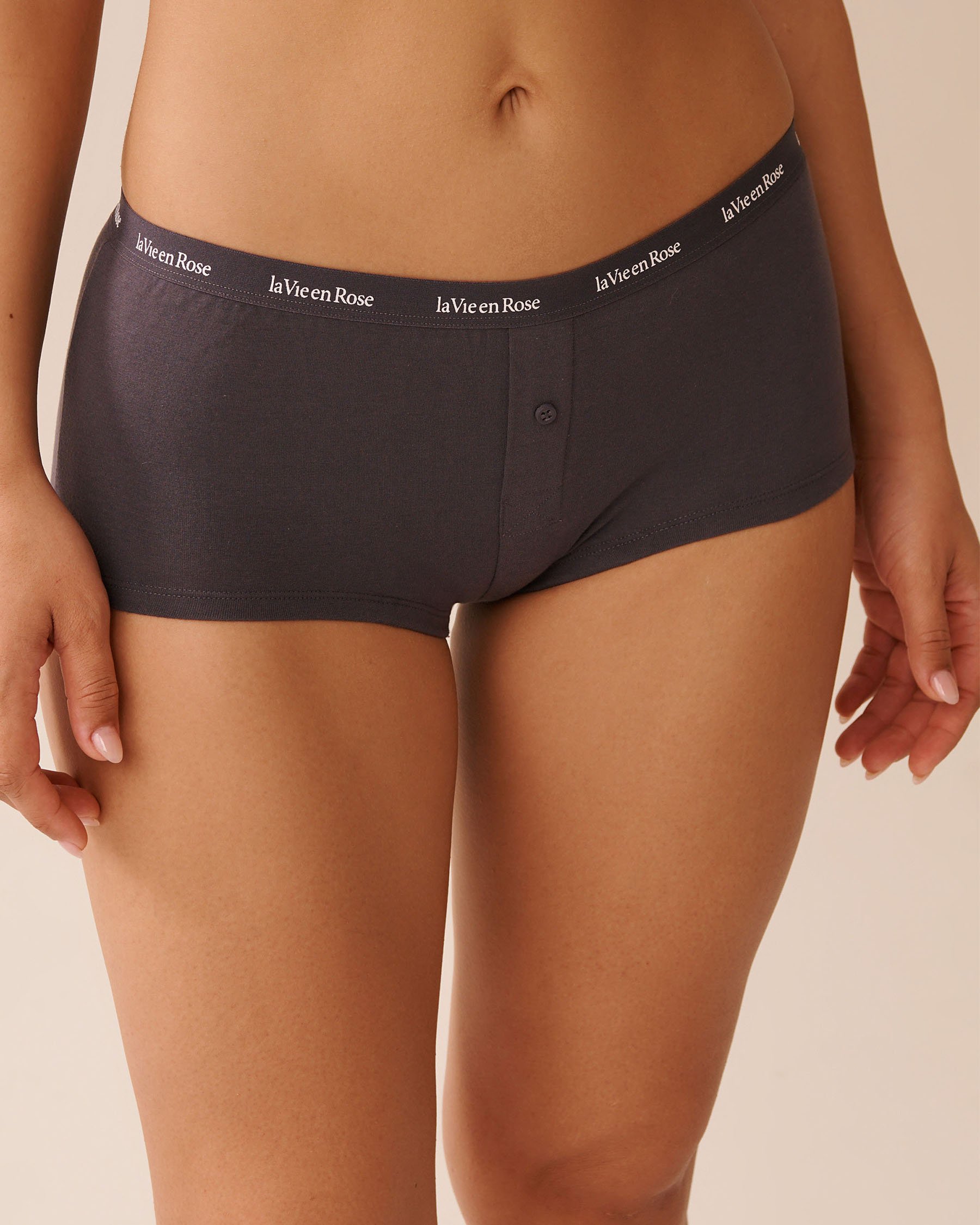 LA VIE EN ROSE Cotton Boyshort Panty Anthracite 20100644 - View1