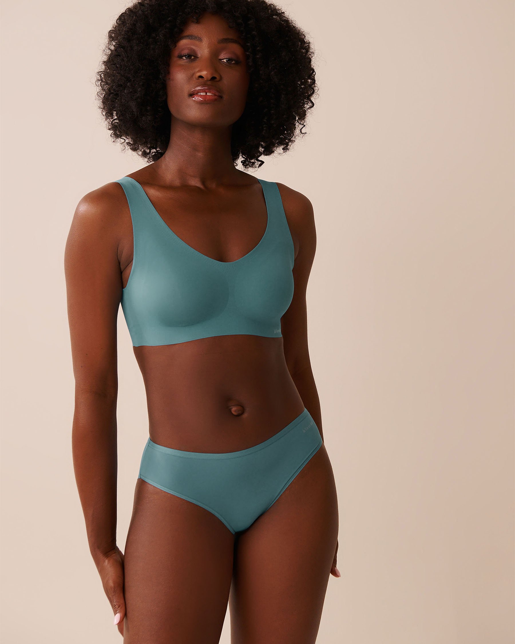 LA VIE EN ROSE Culotte bikini microfibre dos lisse Bleu sarcelle 20300431 - Voir4