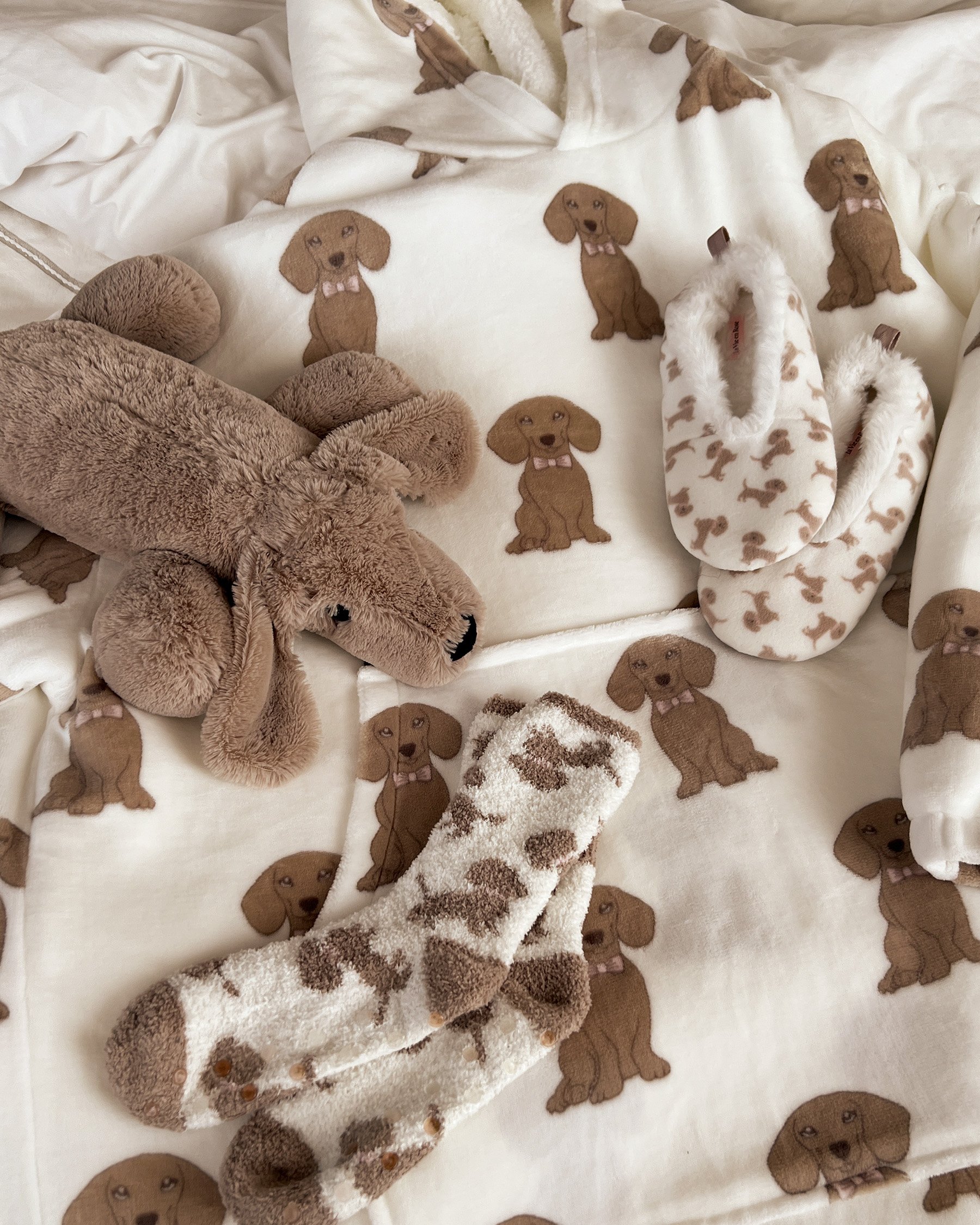 LA VIE EN ROSE Chandail surdimensionné en peluche douce imprimé teckel Blanc/Teckels 40700418 - Voir6