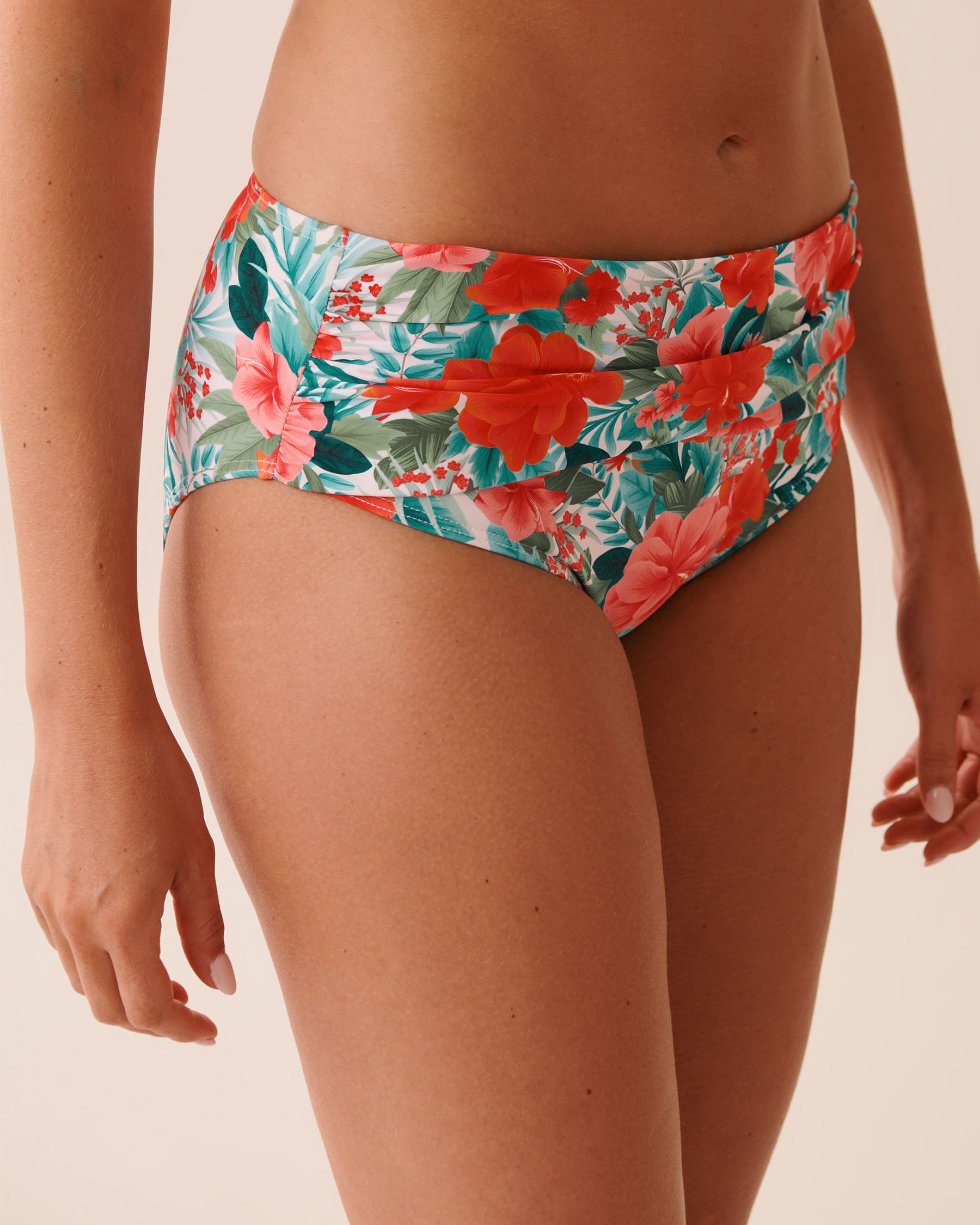 LA VIE EN ROSE AQUA Bas de bikini taille mi-haute drapée ISLAND DREAMS Escale paradisiaque 70300786 - View1