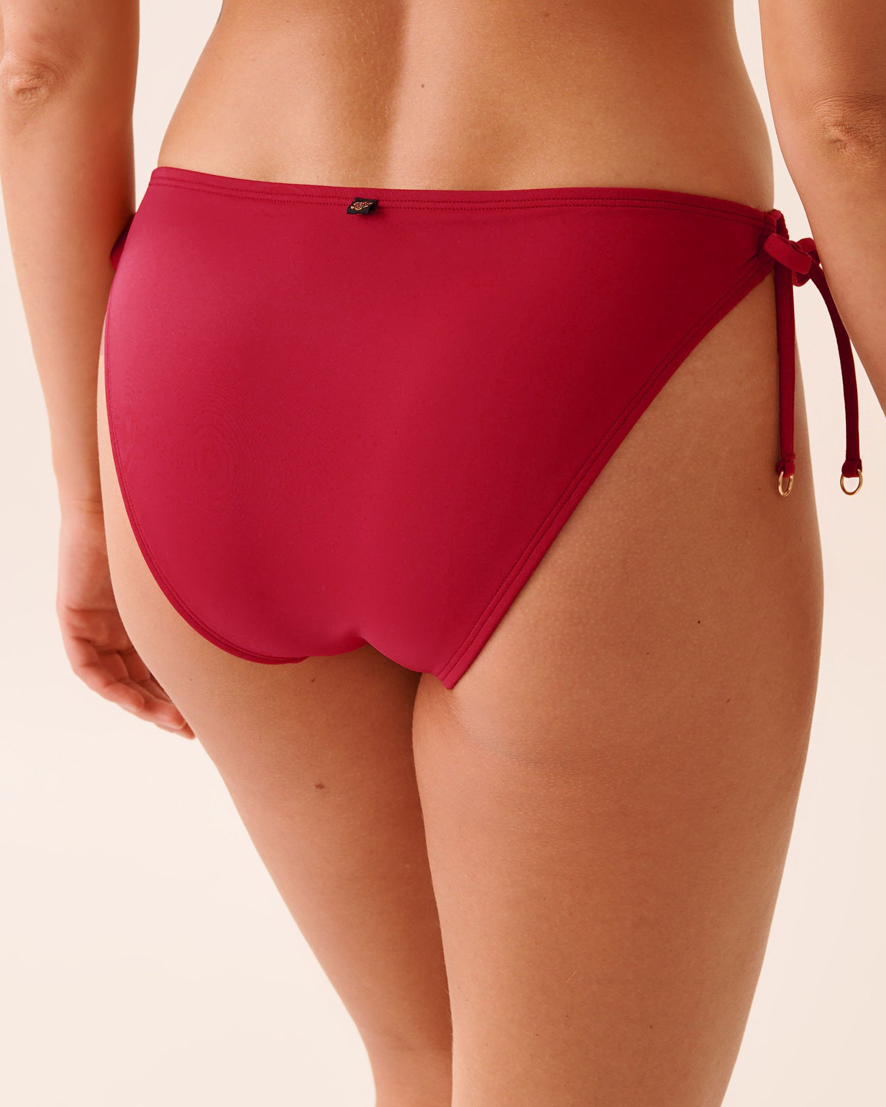 LA VIE EN ROSE AQUA JALAPEÑO RED Side Tie Brazilian Bikini Bottom Jalapeño Red 70300781 - View2