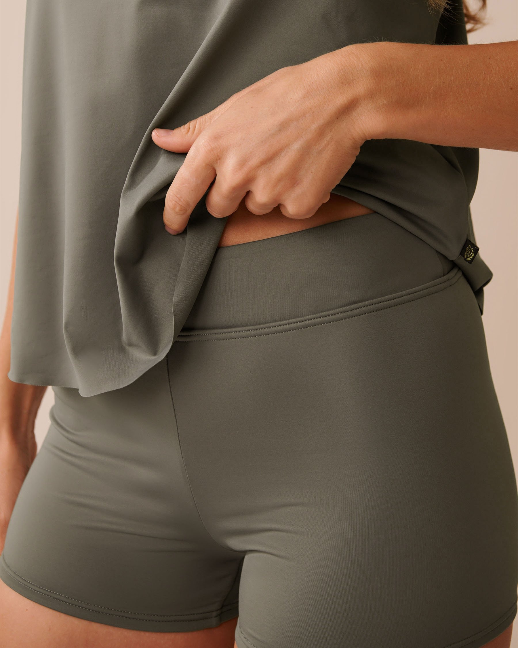 LA VIE EN ROSE AQUA KHAKI GREY Boyshort Bikini Bottom Khaki Grey 70300793 - View4