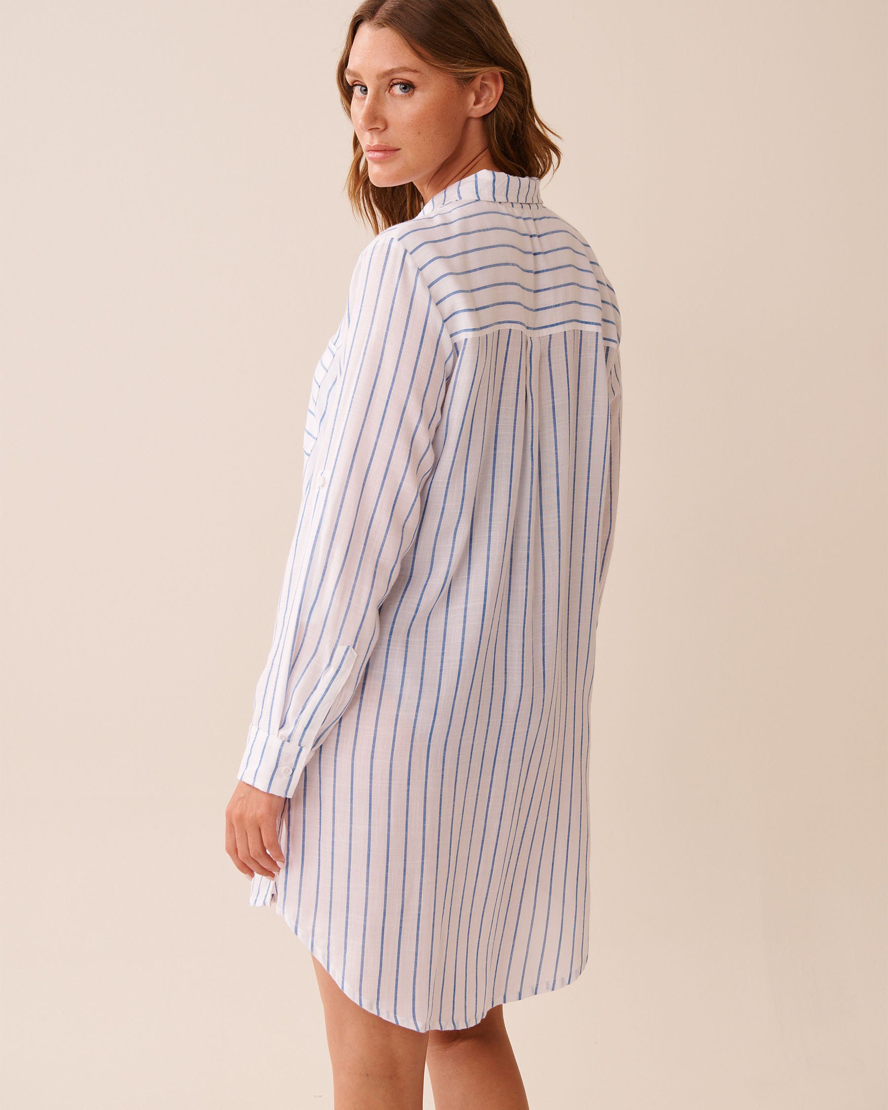 LA VIE EN ROSE AQUA Chemise longue rayée Rayures bleues 80100036 - View2