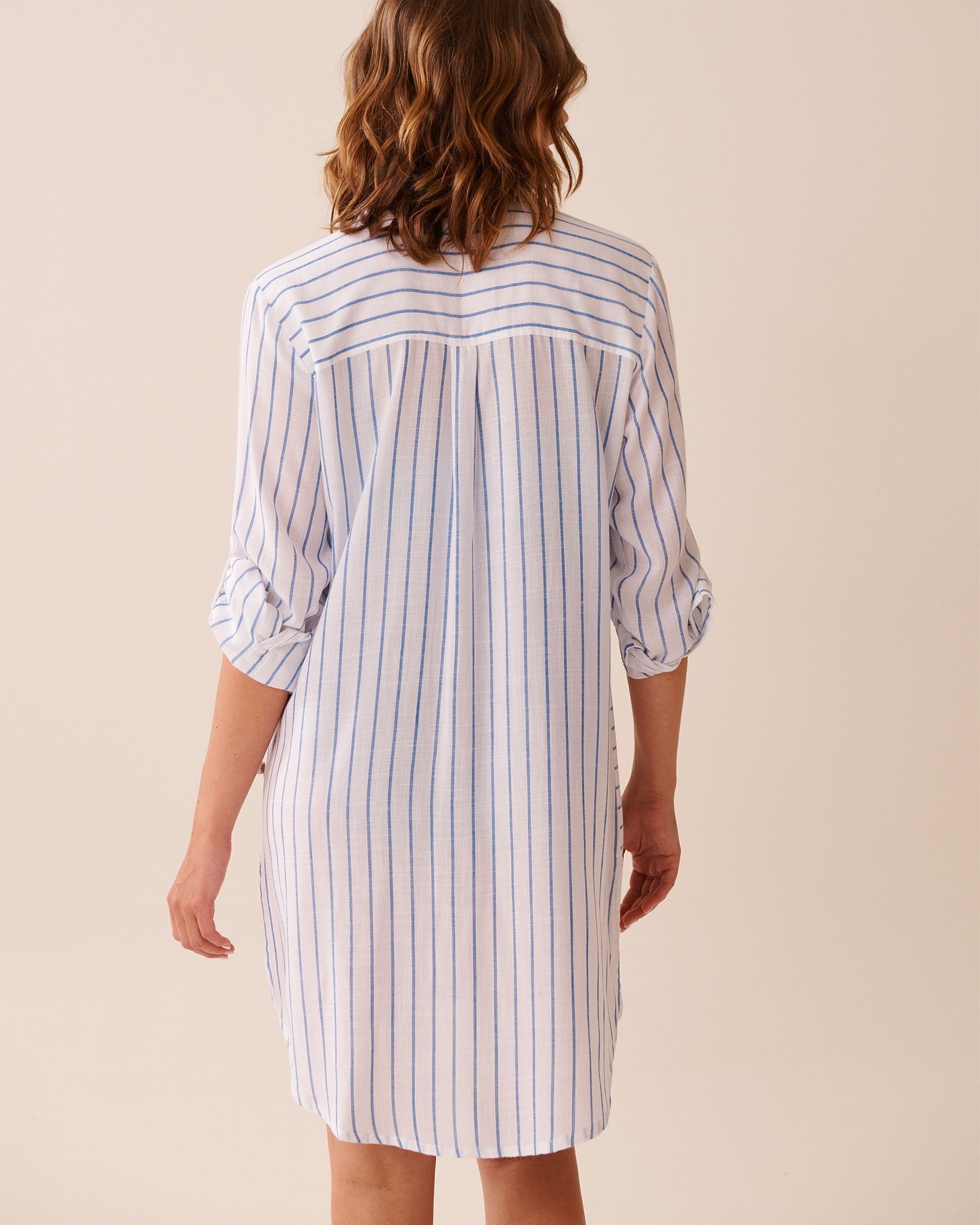 LA VIE EN ROSE AQUA Chemise longue rayée Rayures bleues 80100036 - Voir3