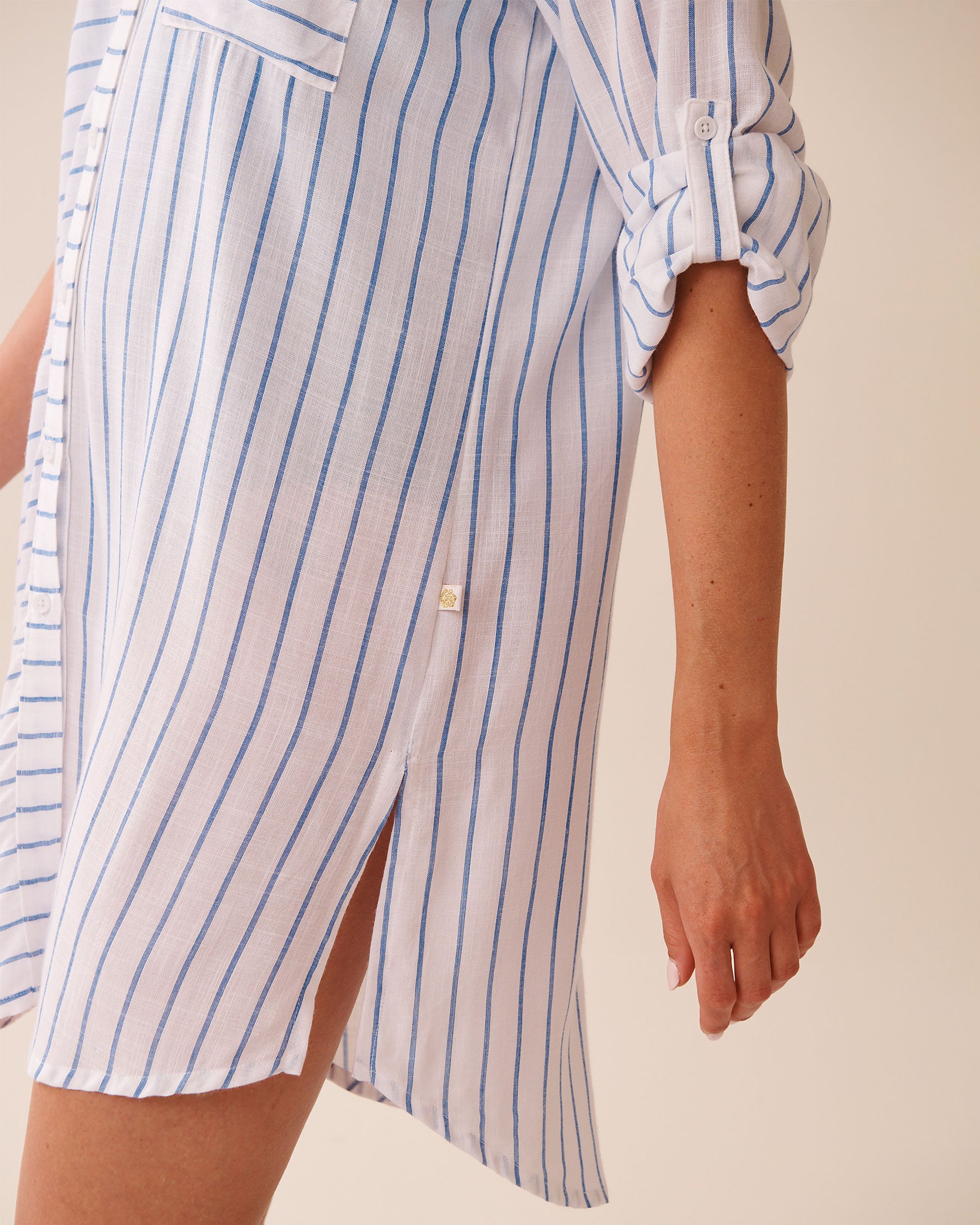 LA VIE EN ROSE AQUA Chemise longue rayée Rayures bleues 80100036 - Voir4