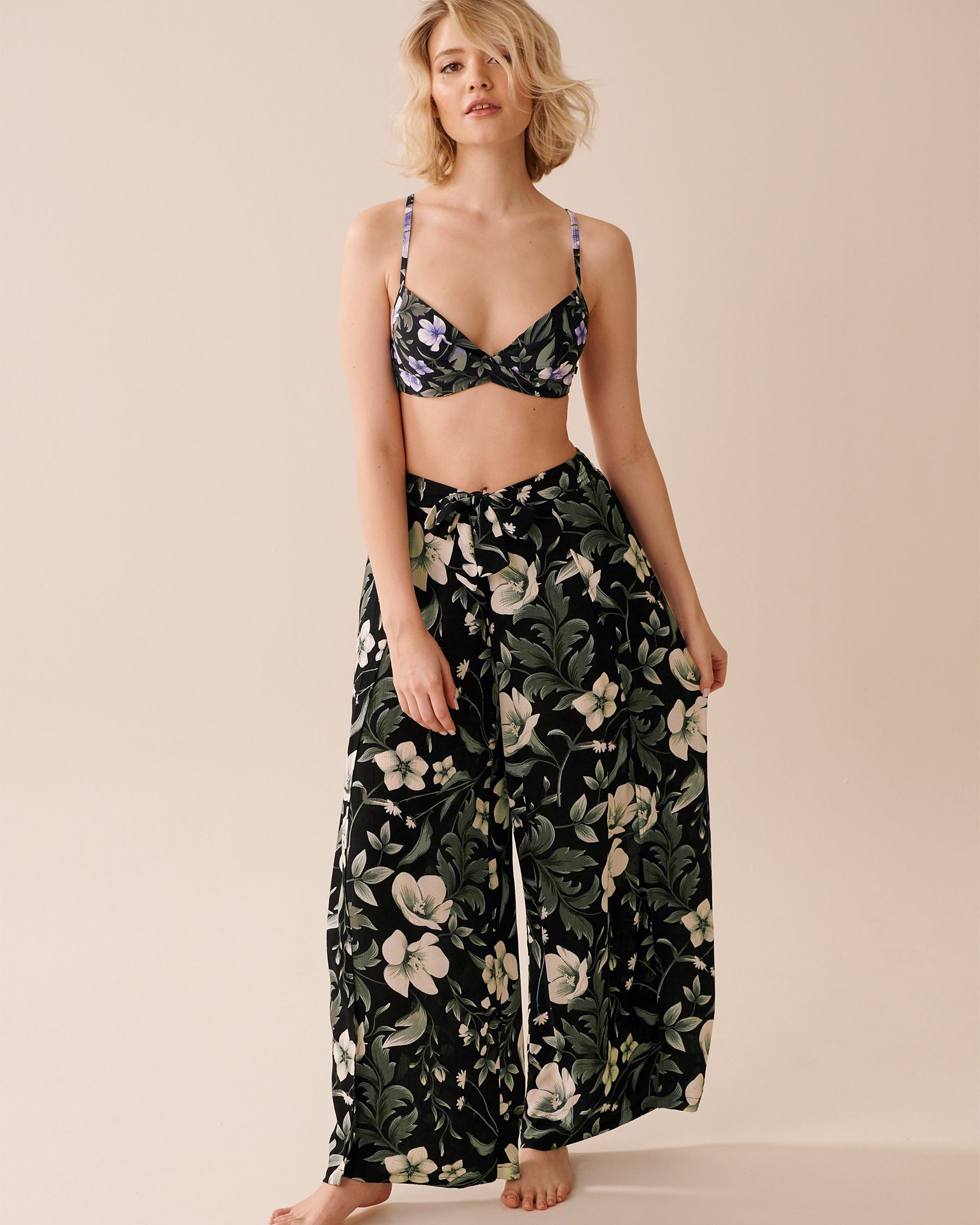 LA VIE EN ROSE AQUA Wrap Around Gauze Pants After Dark Blooms 80200077 - View6