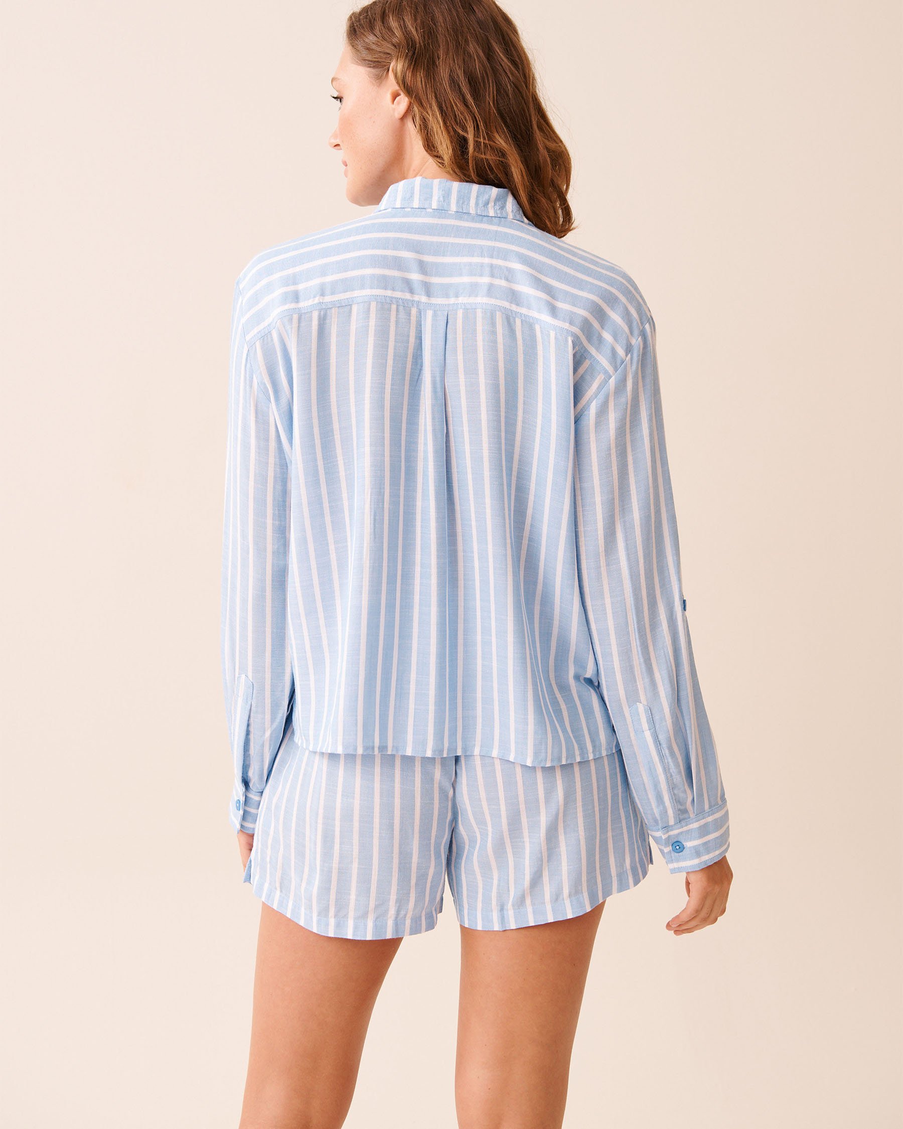 LA VIE EN ROSE AQUA Chemisier court rayé Rayures bleues et blanches 80100037 - Voir4