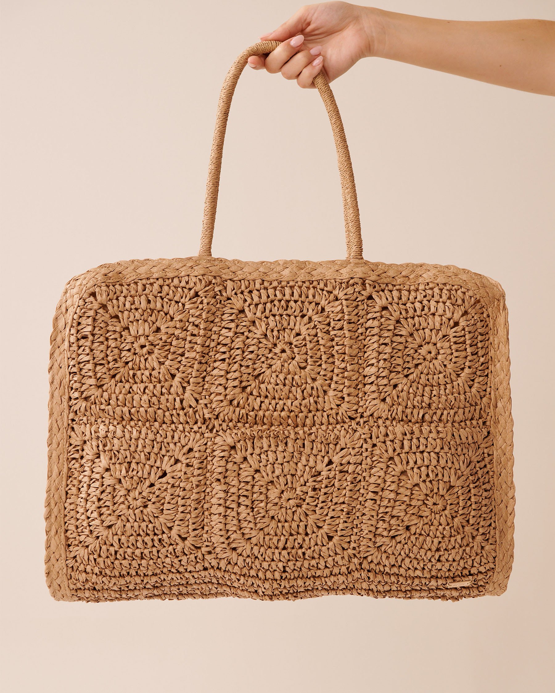 LA VIE EN ROSE AQUA Hand-woven Straw Bag Beige 80500118 - View1