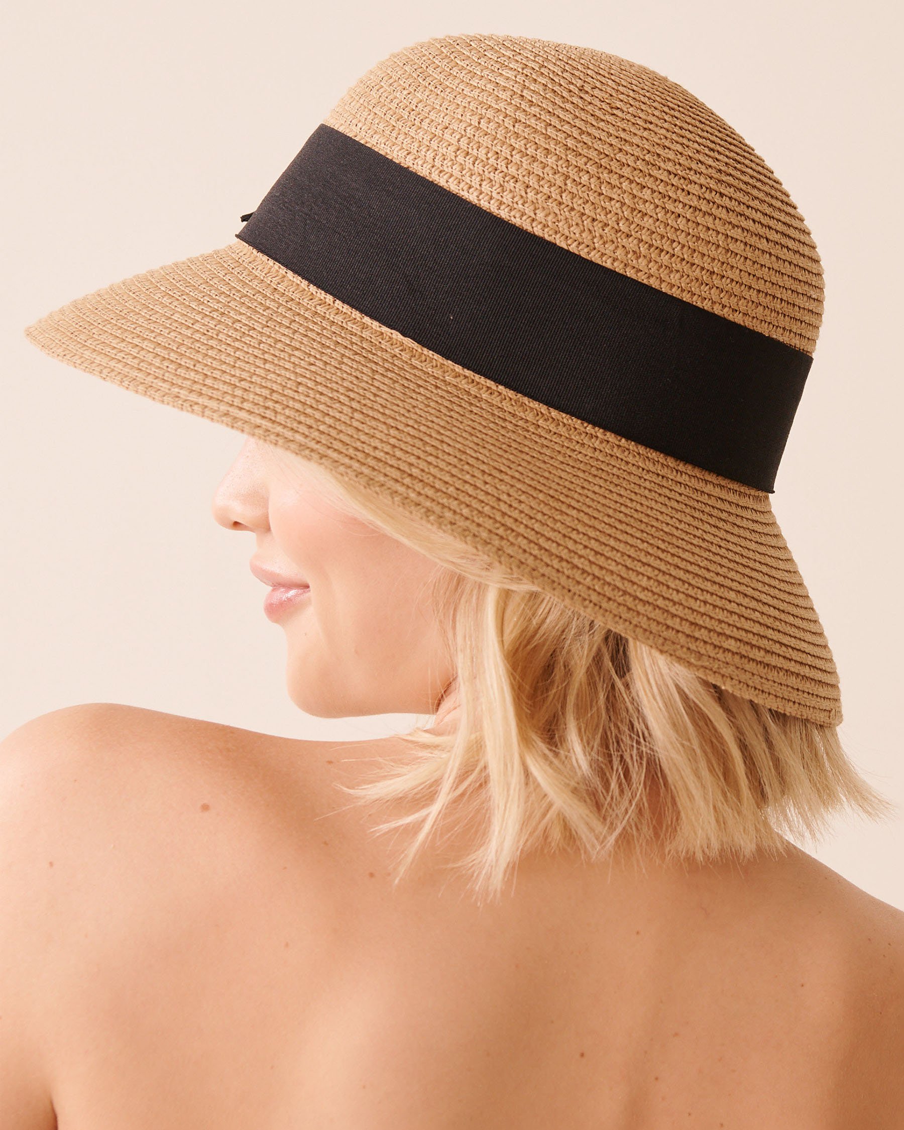 LA VIE EN ROSE AQUA Straw Bowler Hat Beige 80500116 - View2