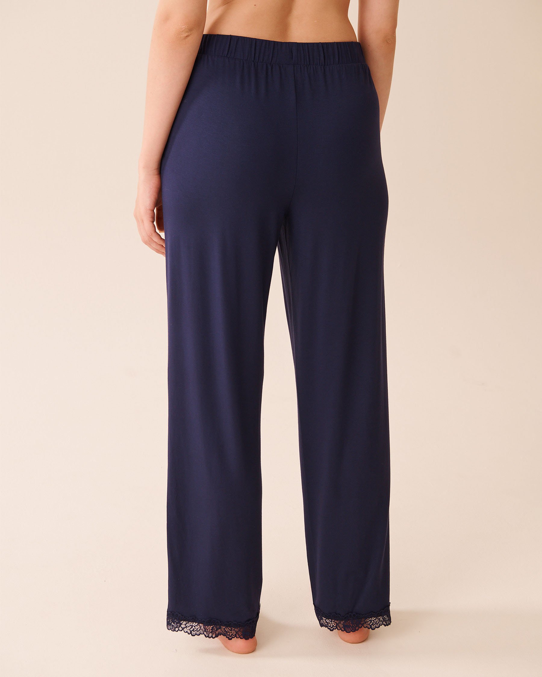 LA VIE EN ROSE Lace Trim Modal Pants Evening Blue 60200158 - View2