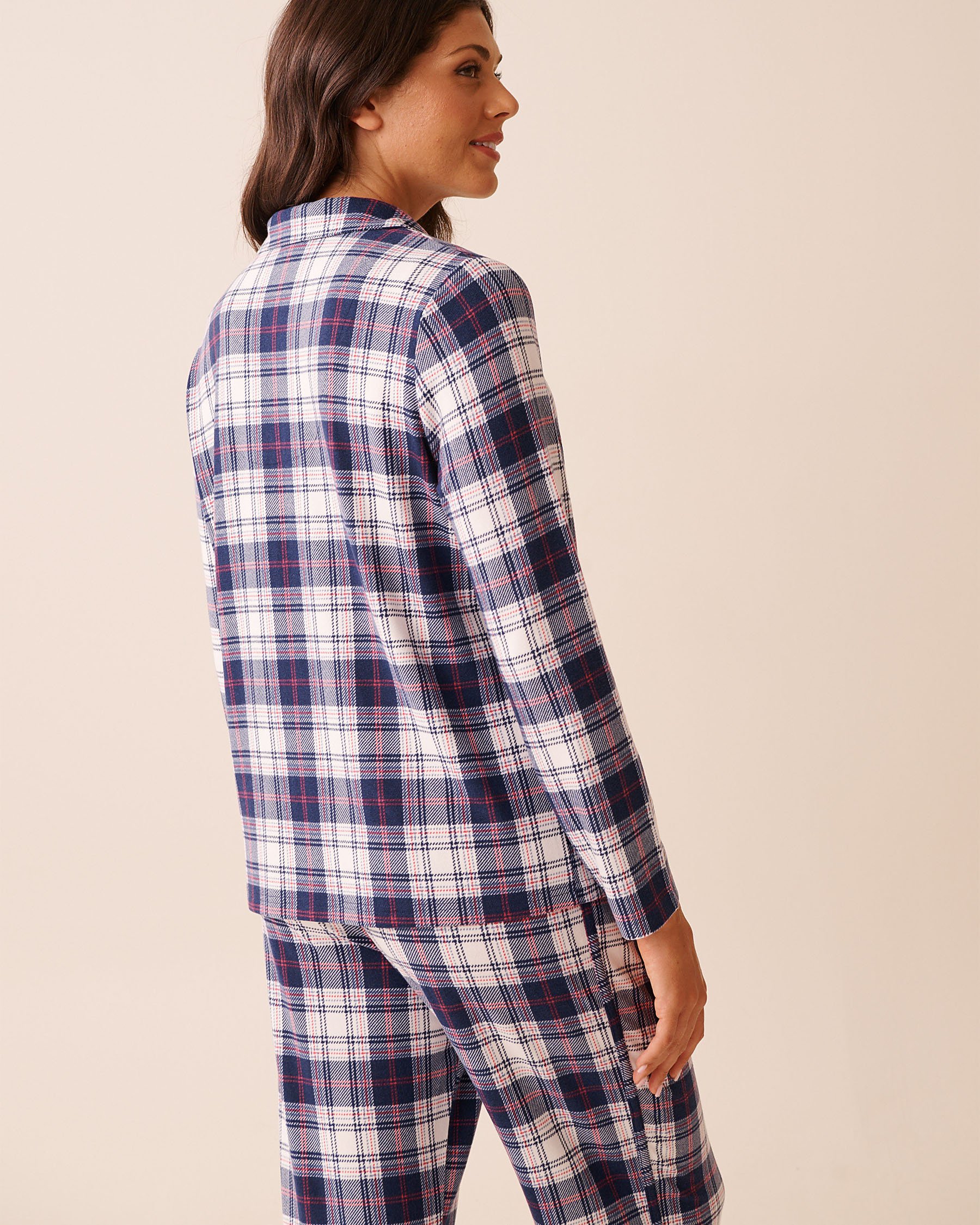 LA VIE EN ROSE Blue Plaid Recycled Fibers Button-down Shirt Blue Plaid 40100796 - View2